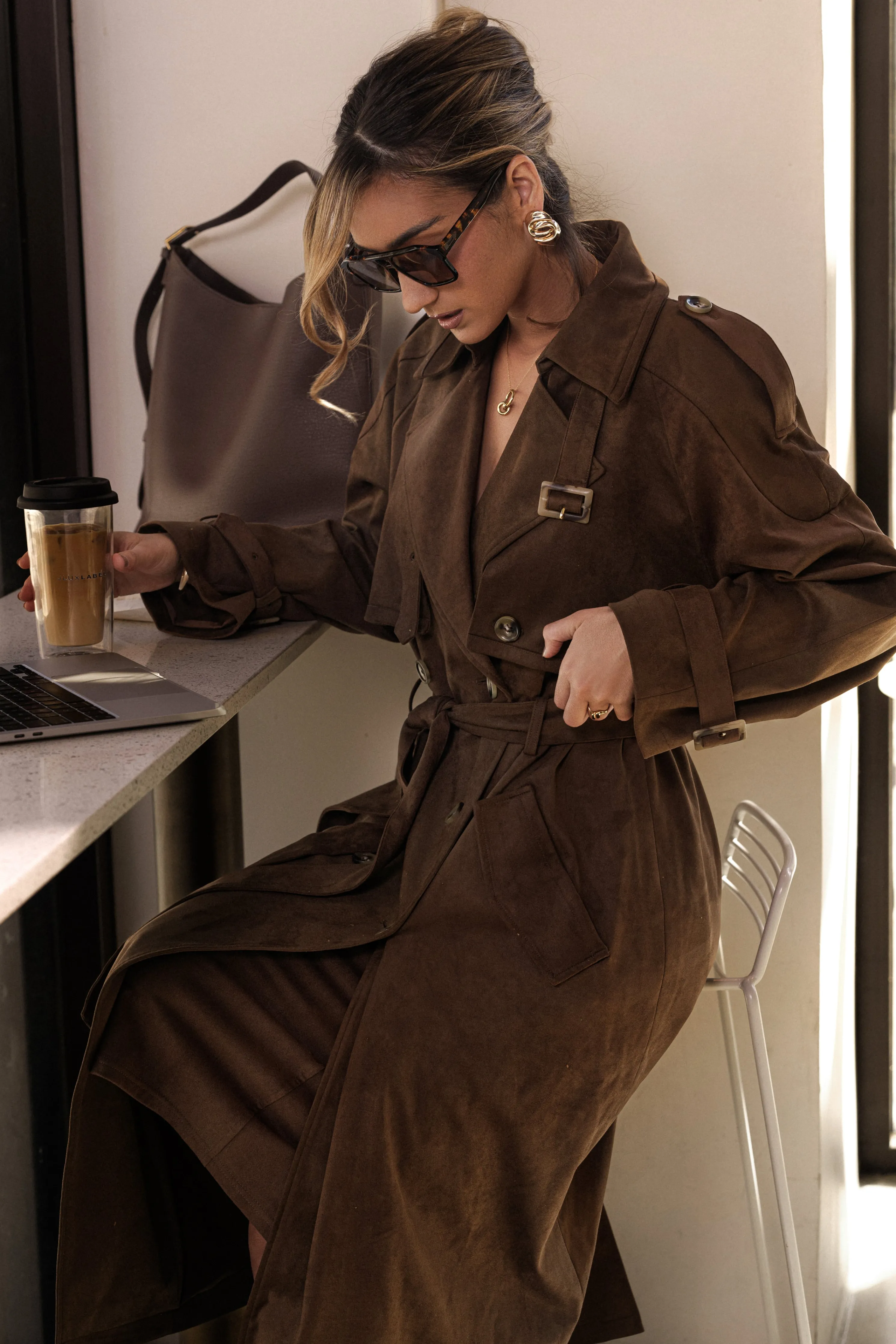 Chocolate Elite Suede Coat