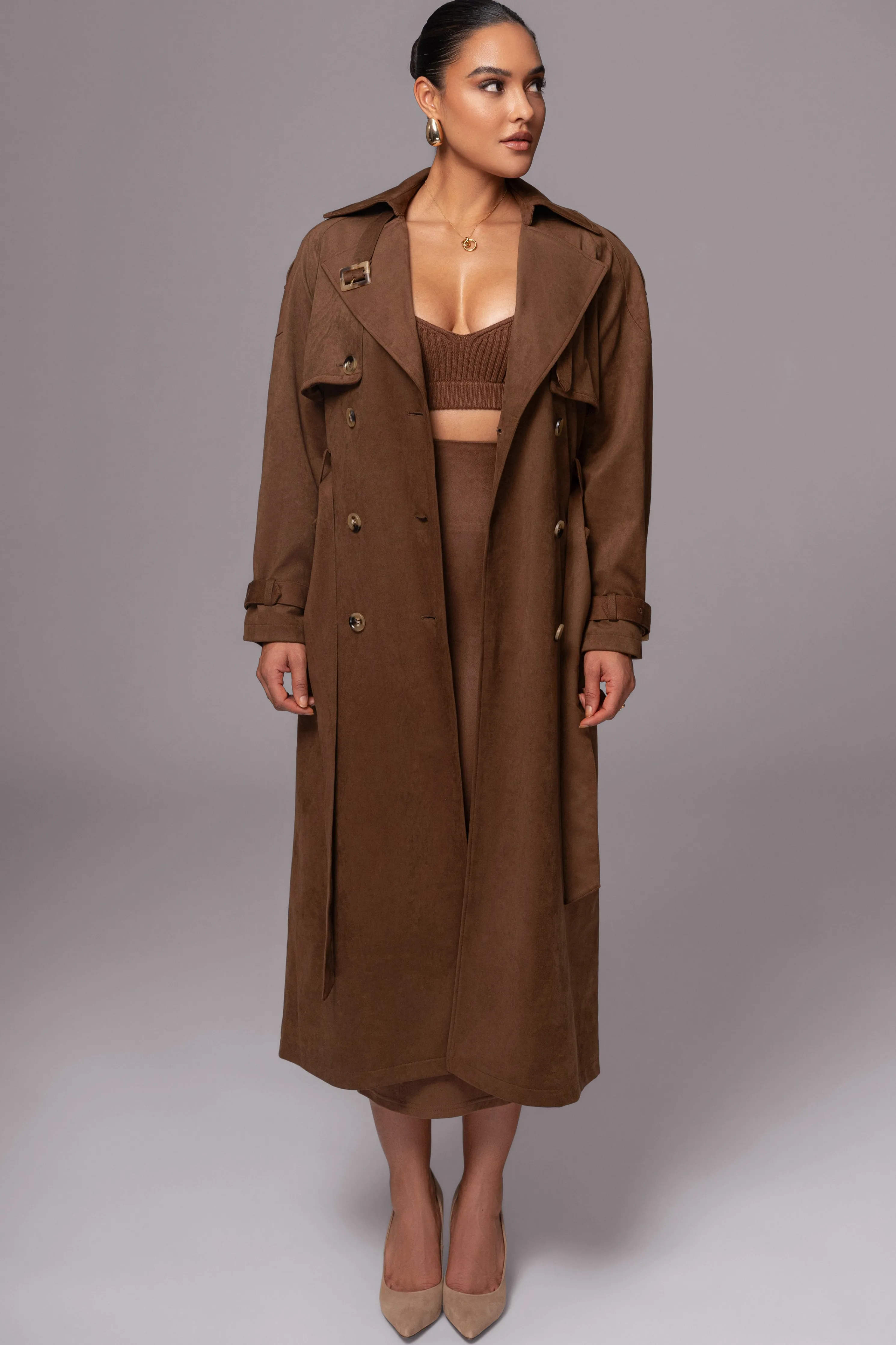 Chocolate Elite Suede Coat