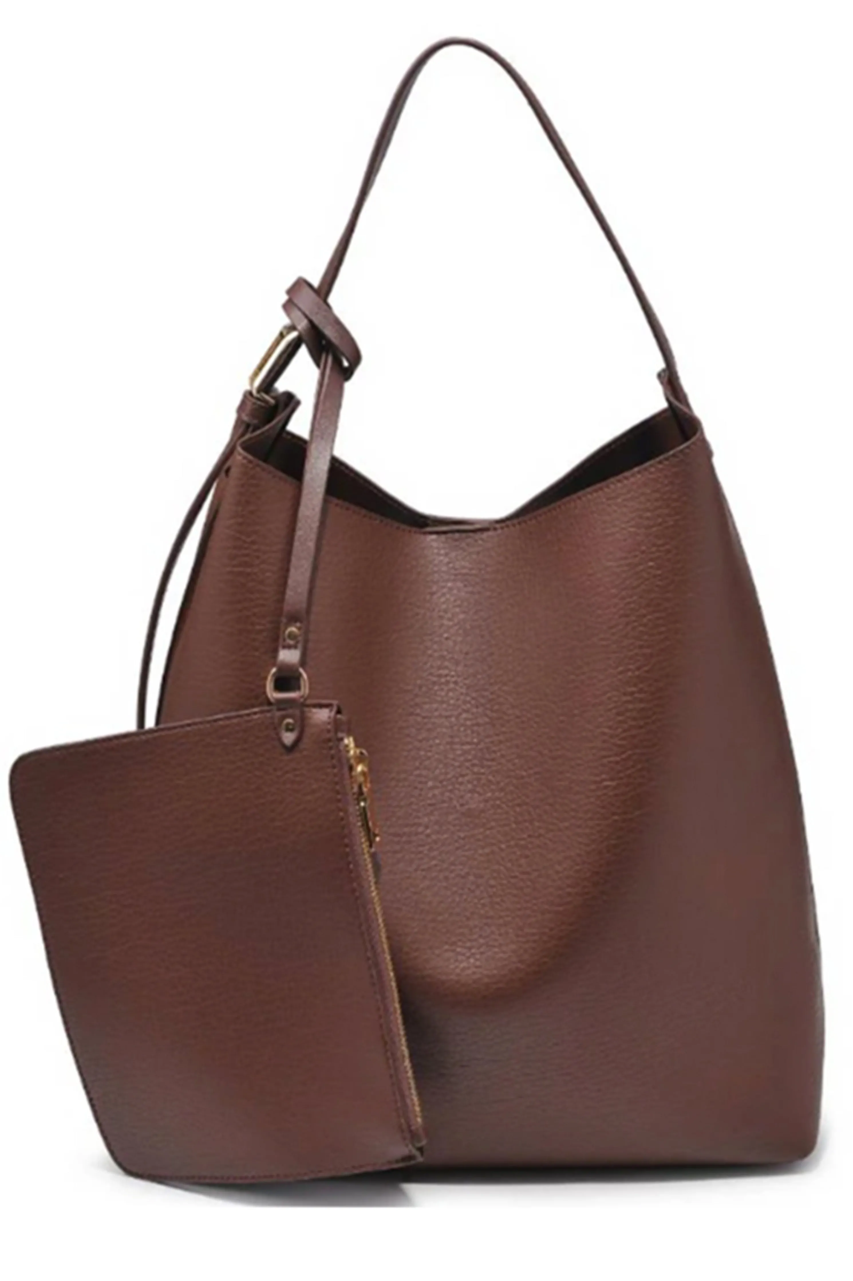 Chocolate Faux Leather Bag Set