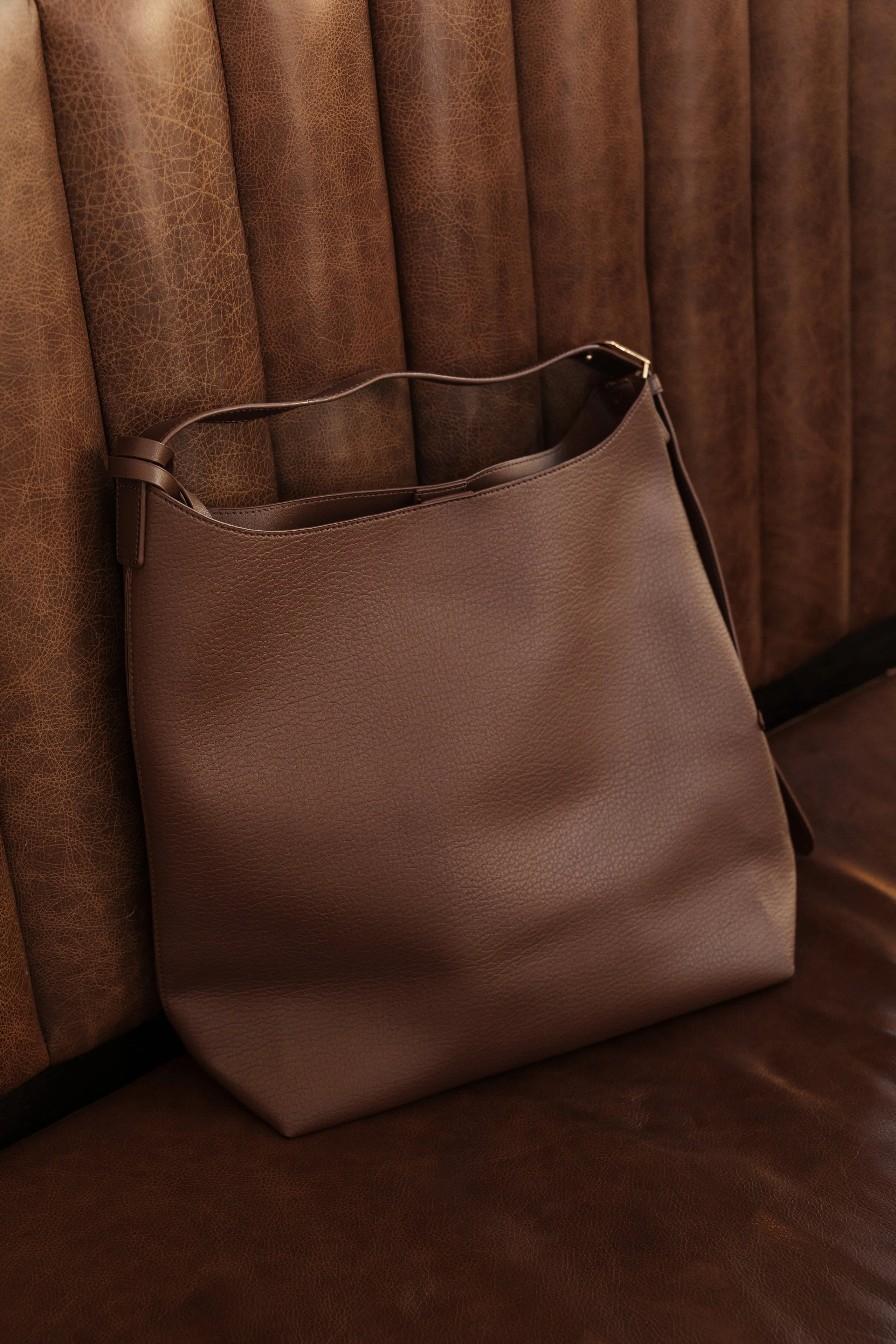 Chocolate Faux Leather Bag Set