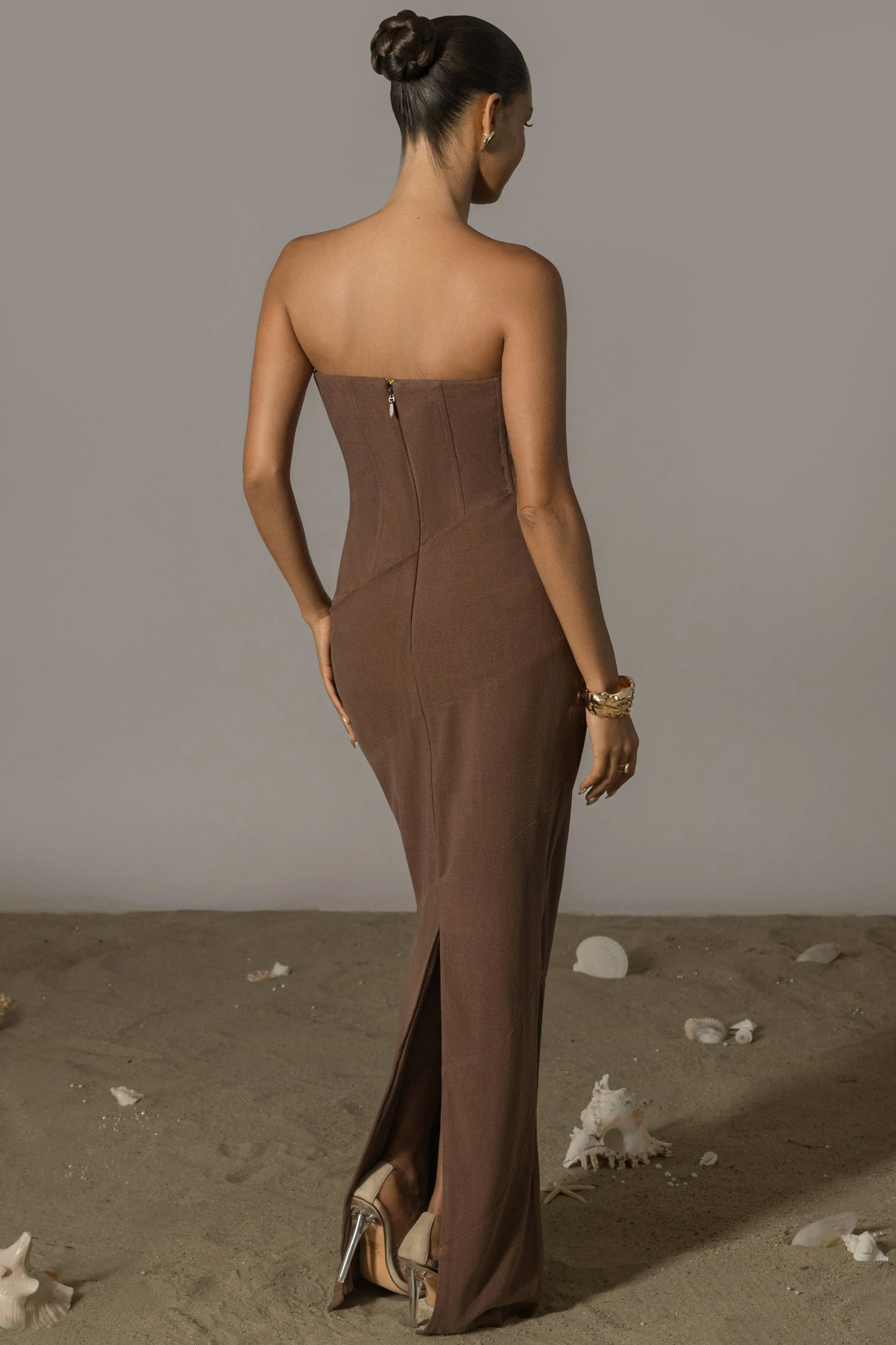 Chocolate Journey Linen Maxi Dress