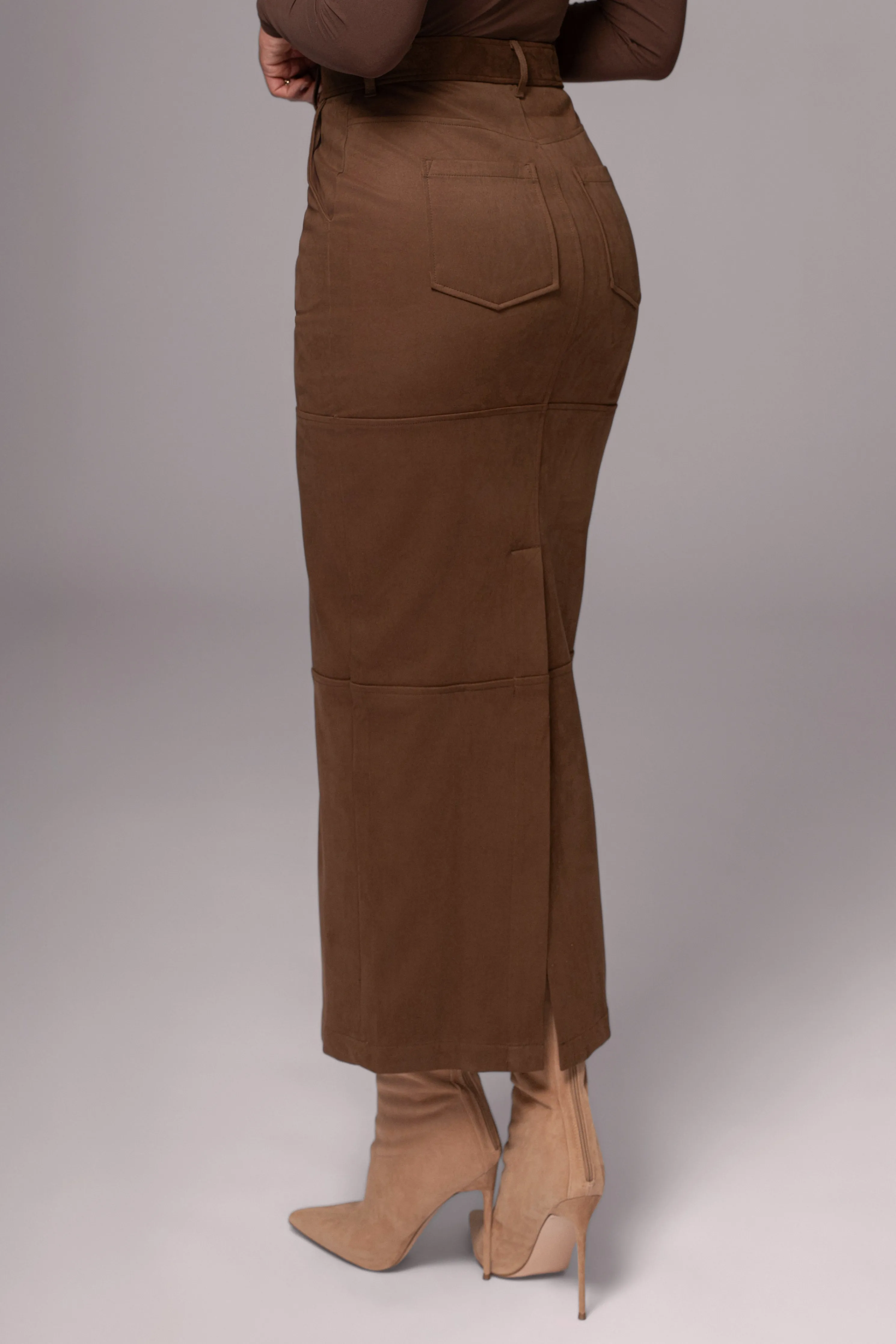Chocolate Joy Suede Maxi Skirt
