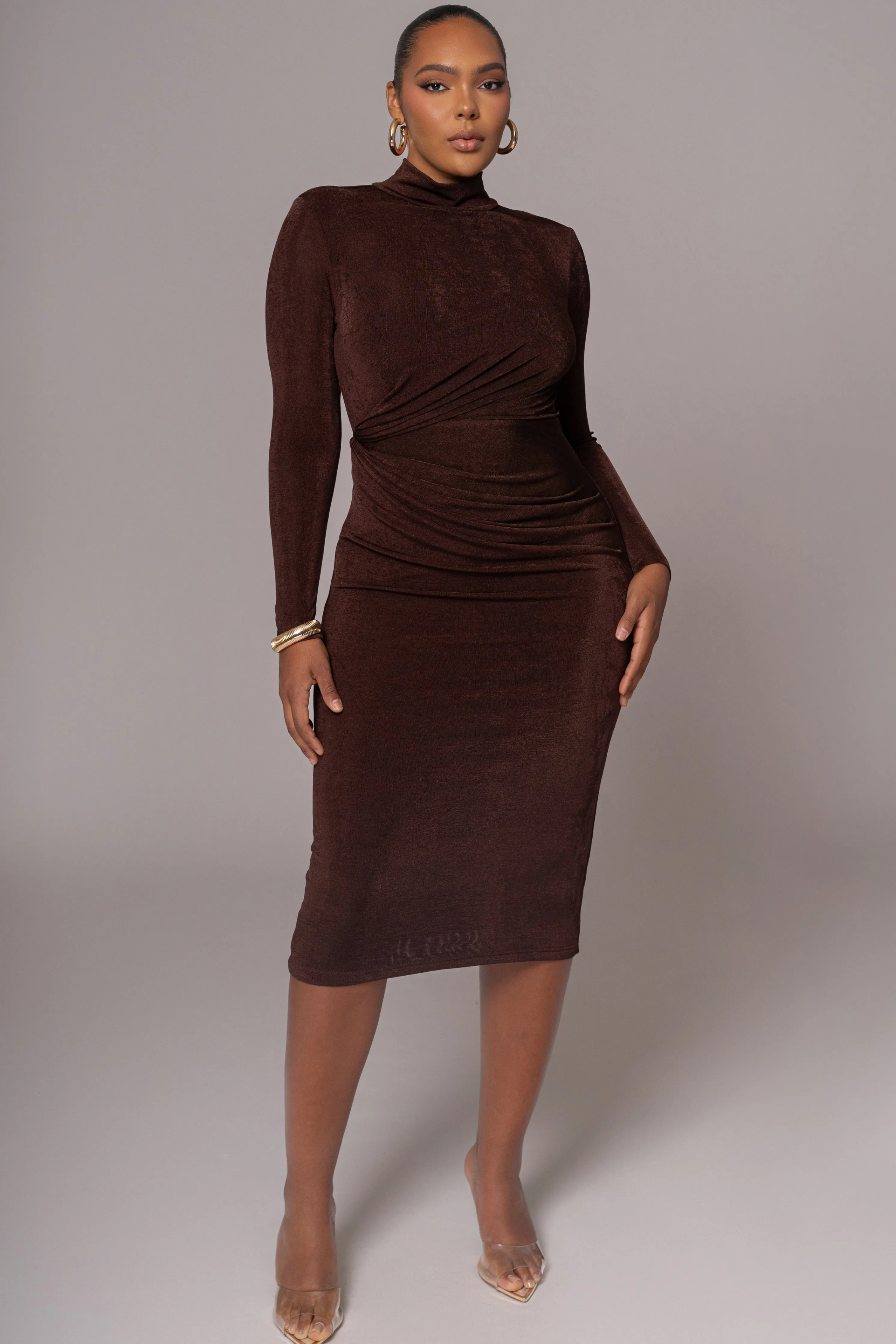 Chocolate Kara Mock Neck Dress