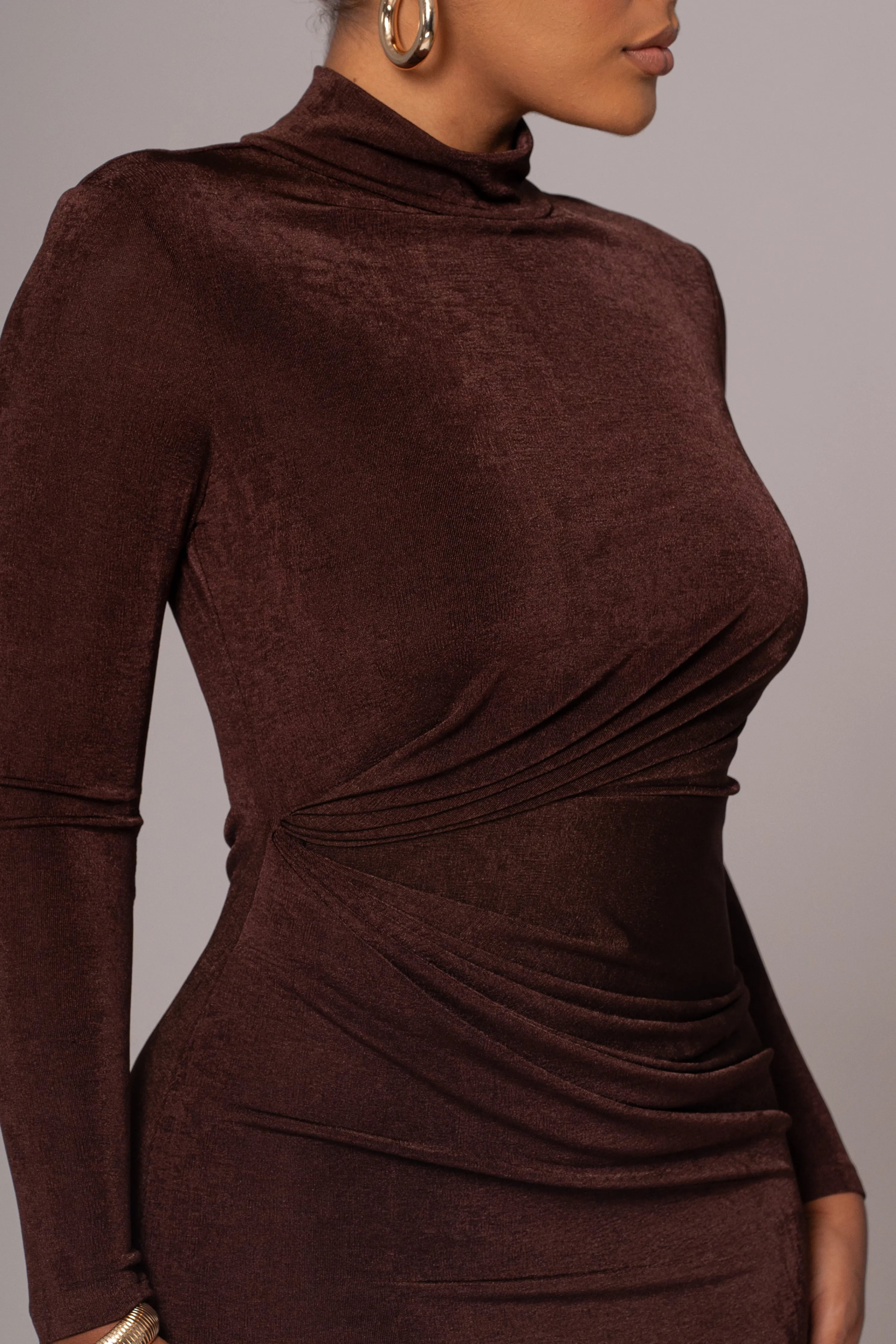 Chocolate Kara Mock Neck Dress