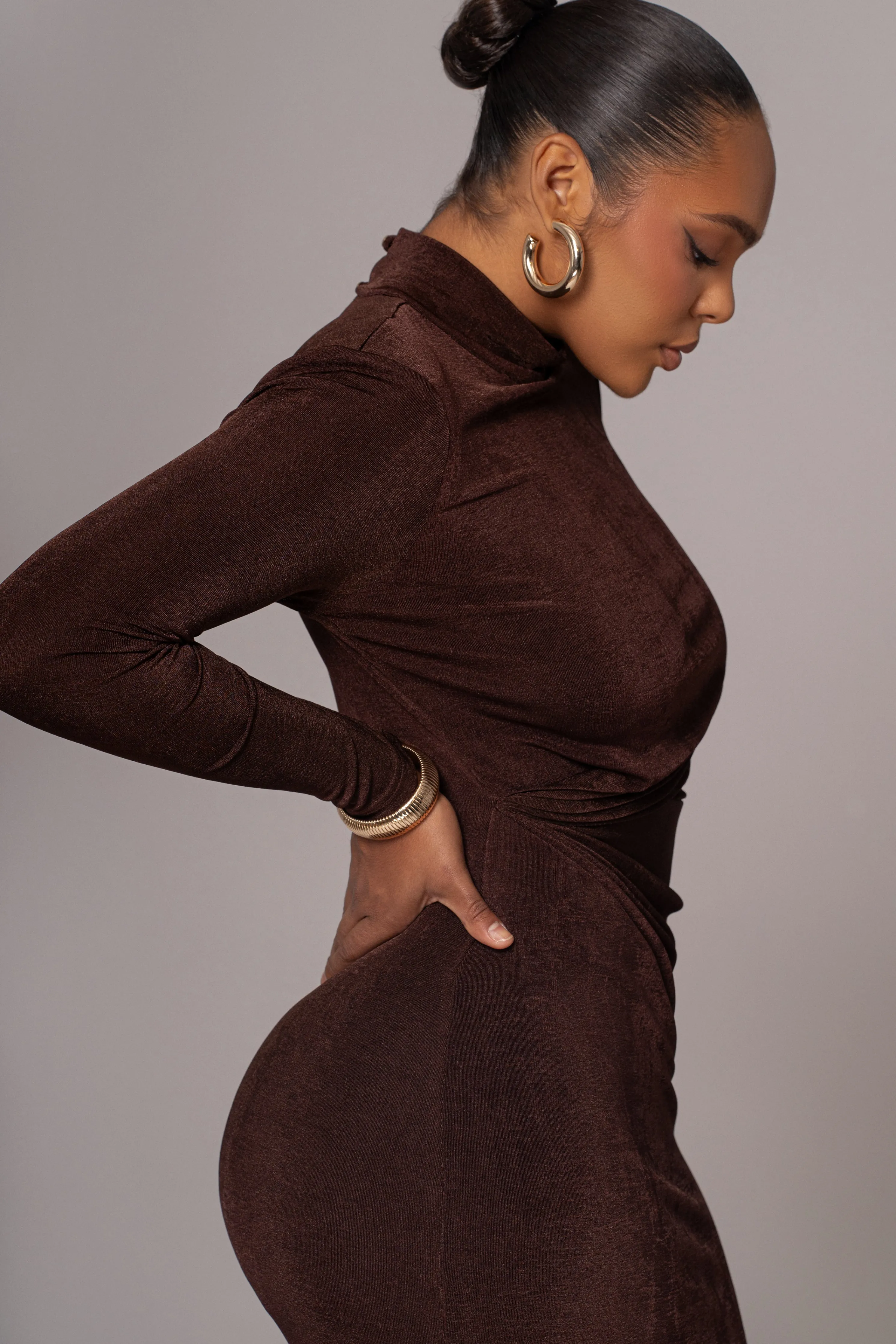 Chocolate Kara Mock Neck Dress