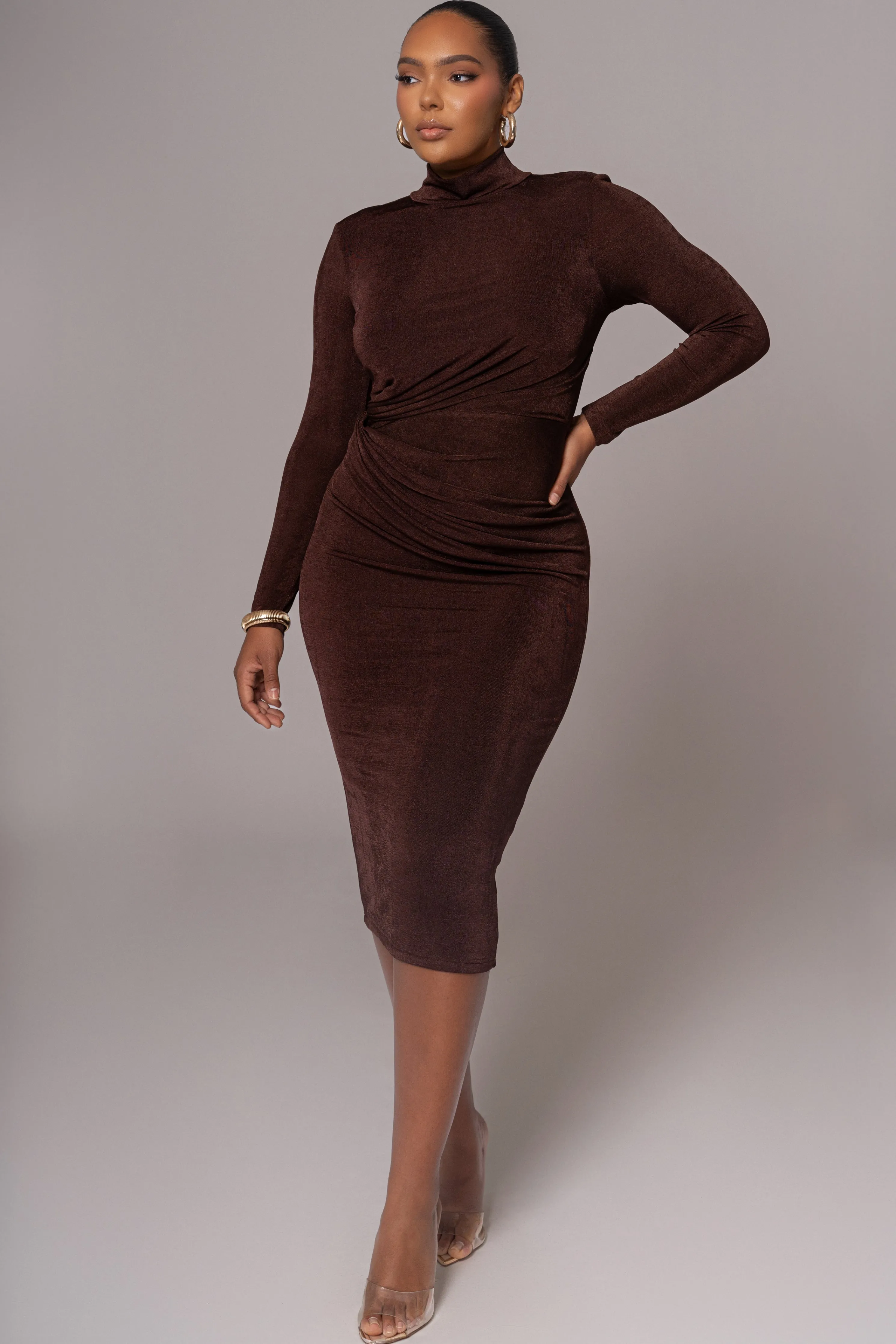 Chocolate Kara Mock Neck Dress