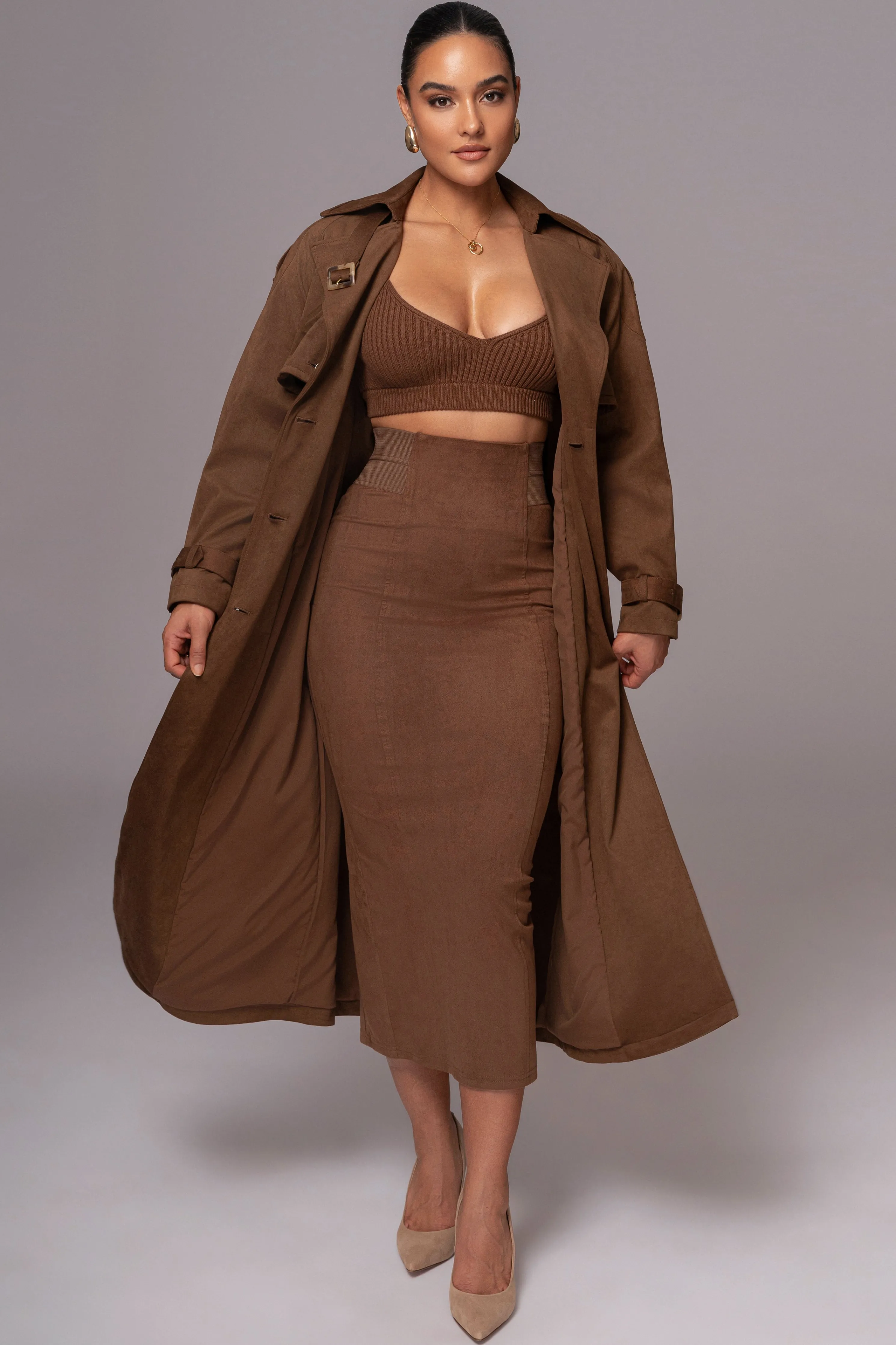 Chocolate Phoenix Suede Skirt