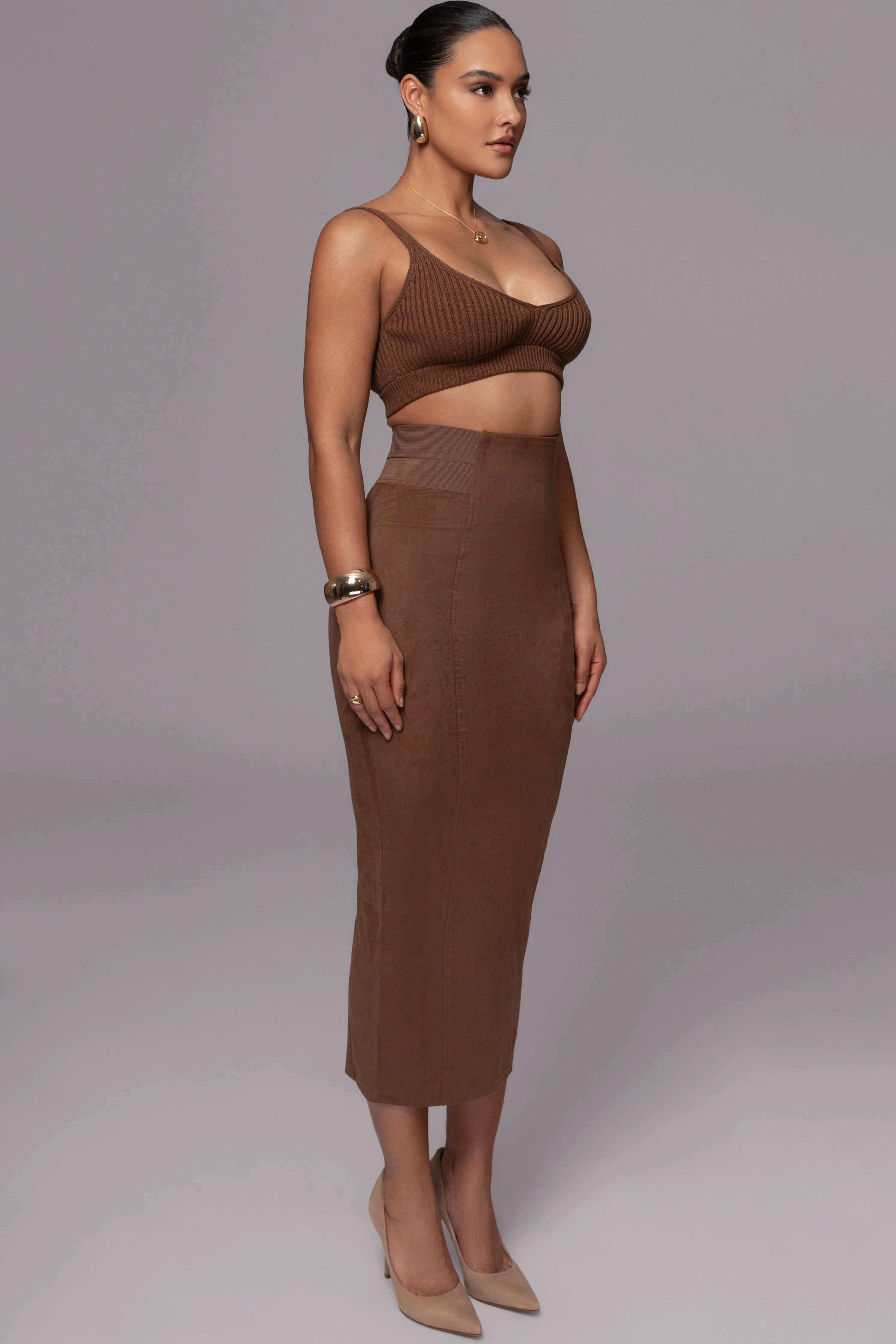 Chocolate Phoenix Suede Skirt