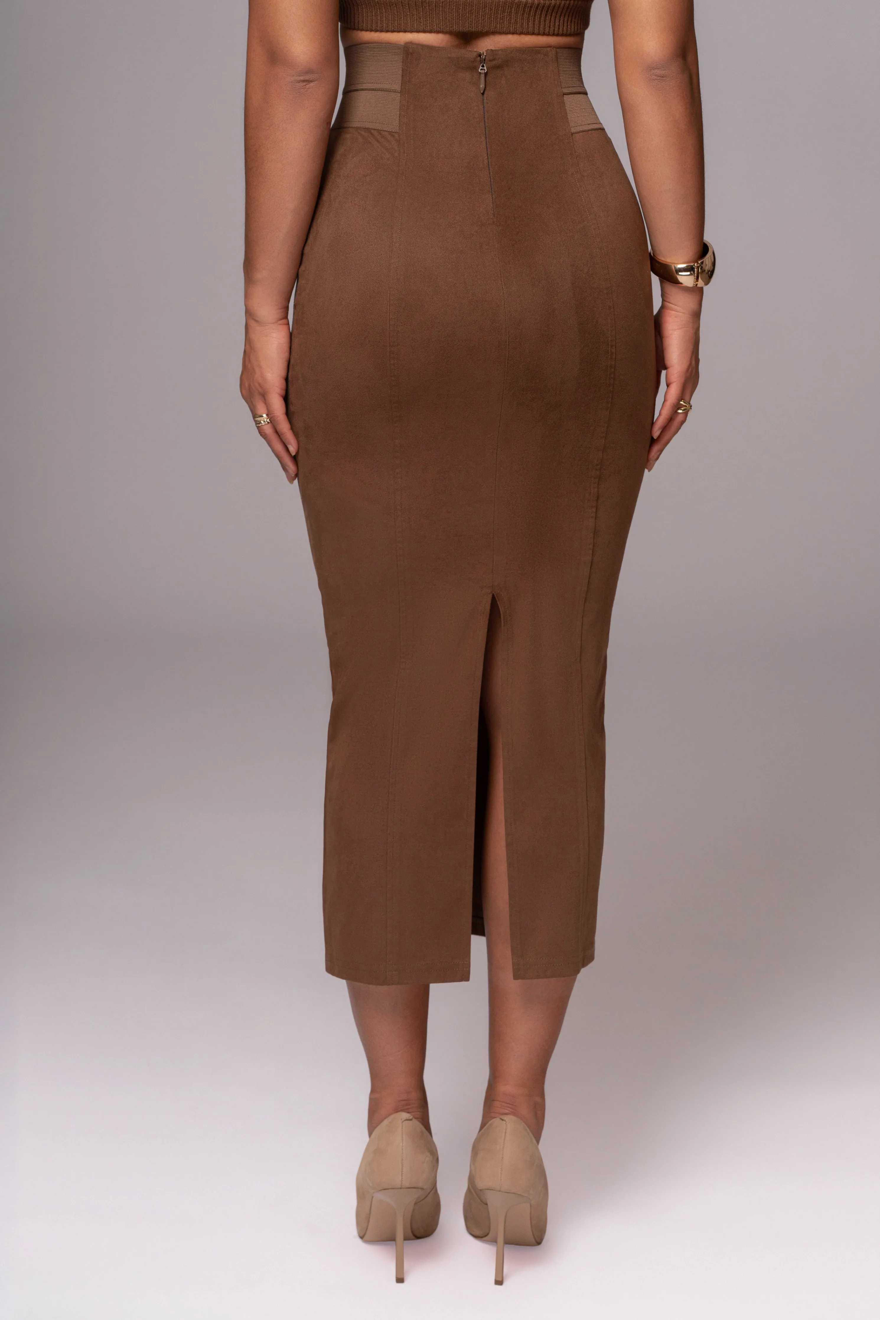 Chocolate Phoenix Suede Skirt