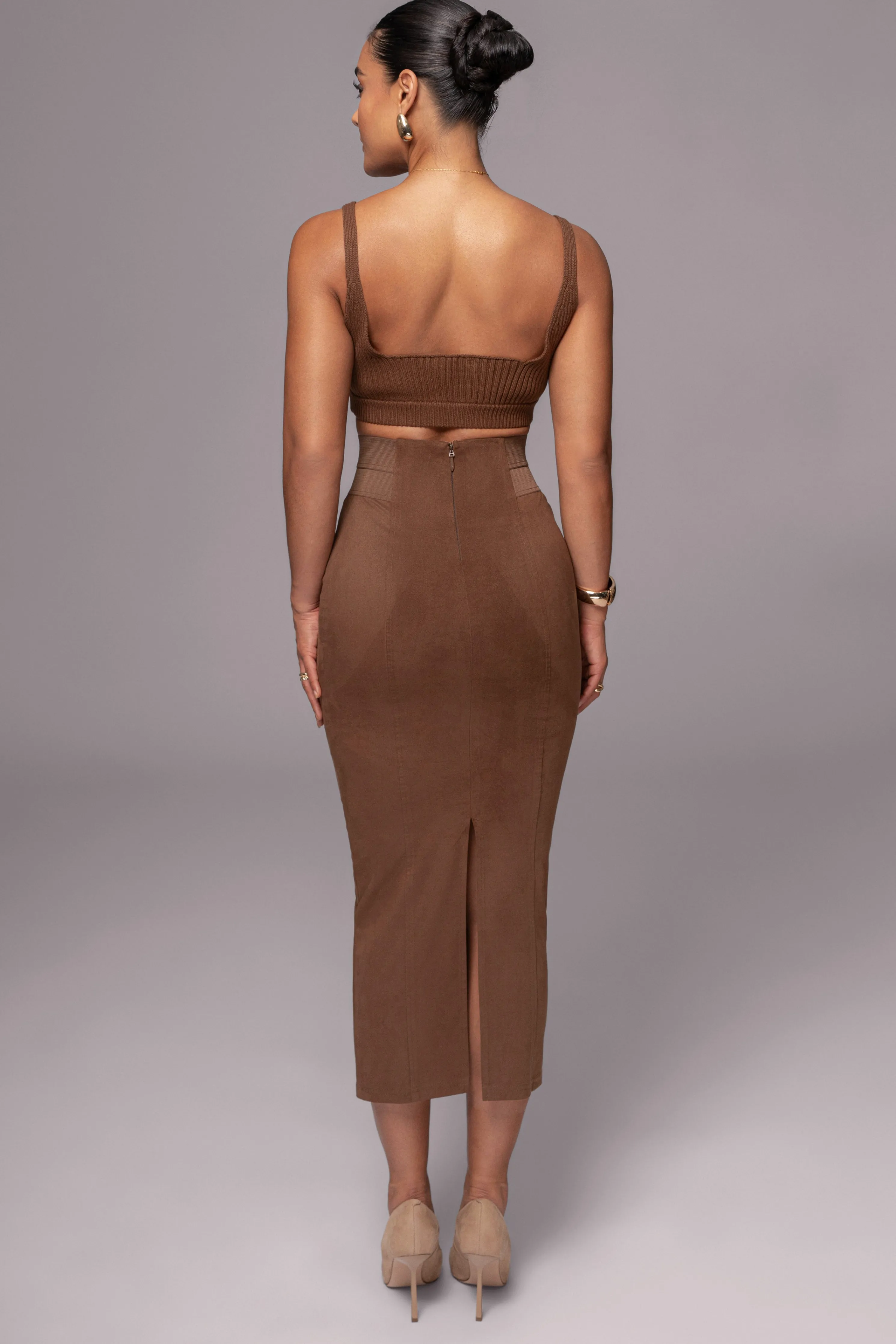 Chocolate Phoenix Suede Skirt