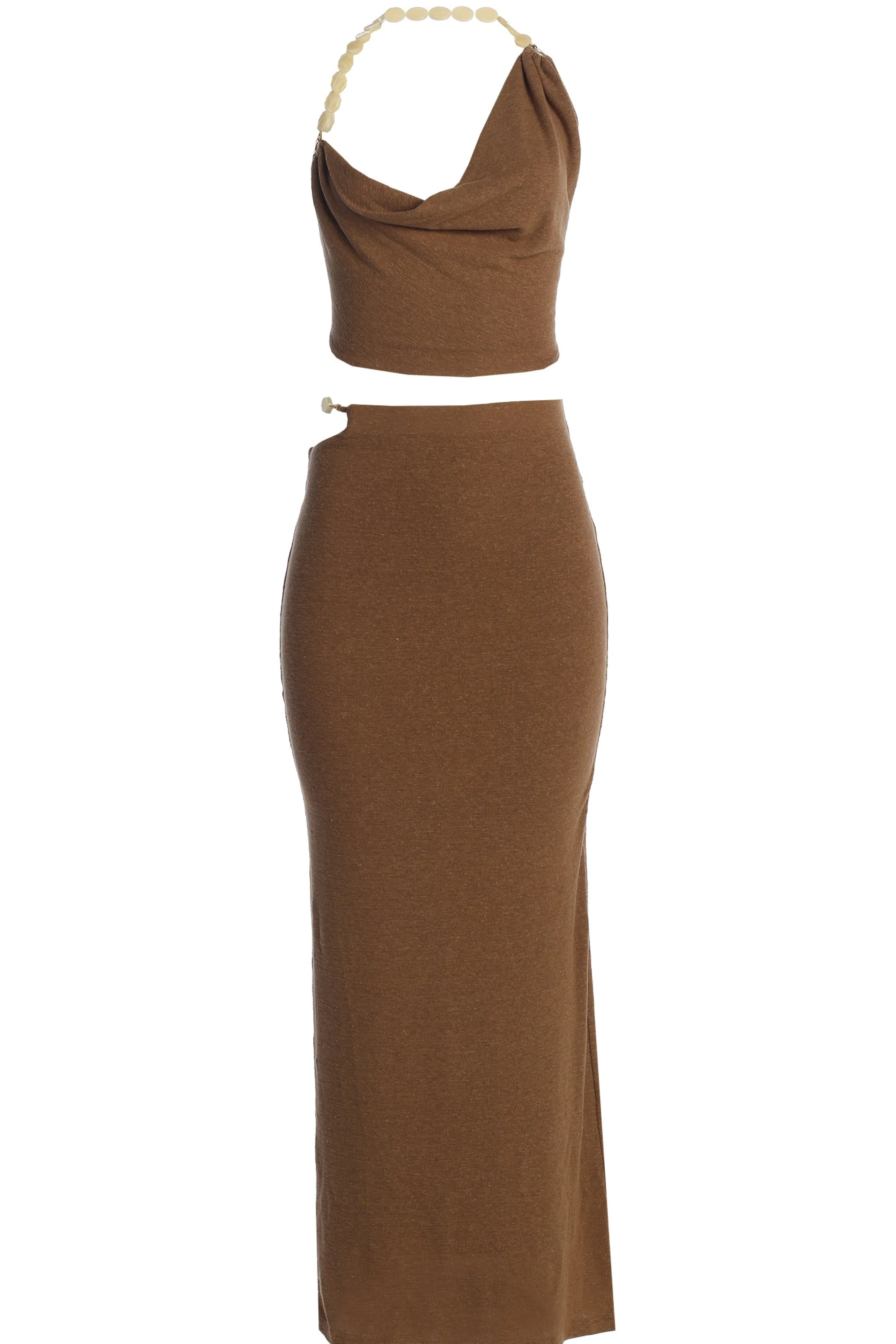 Chocolate Skye Knit Skirt Set