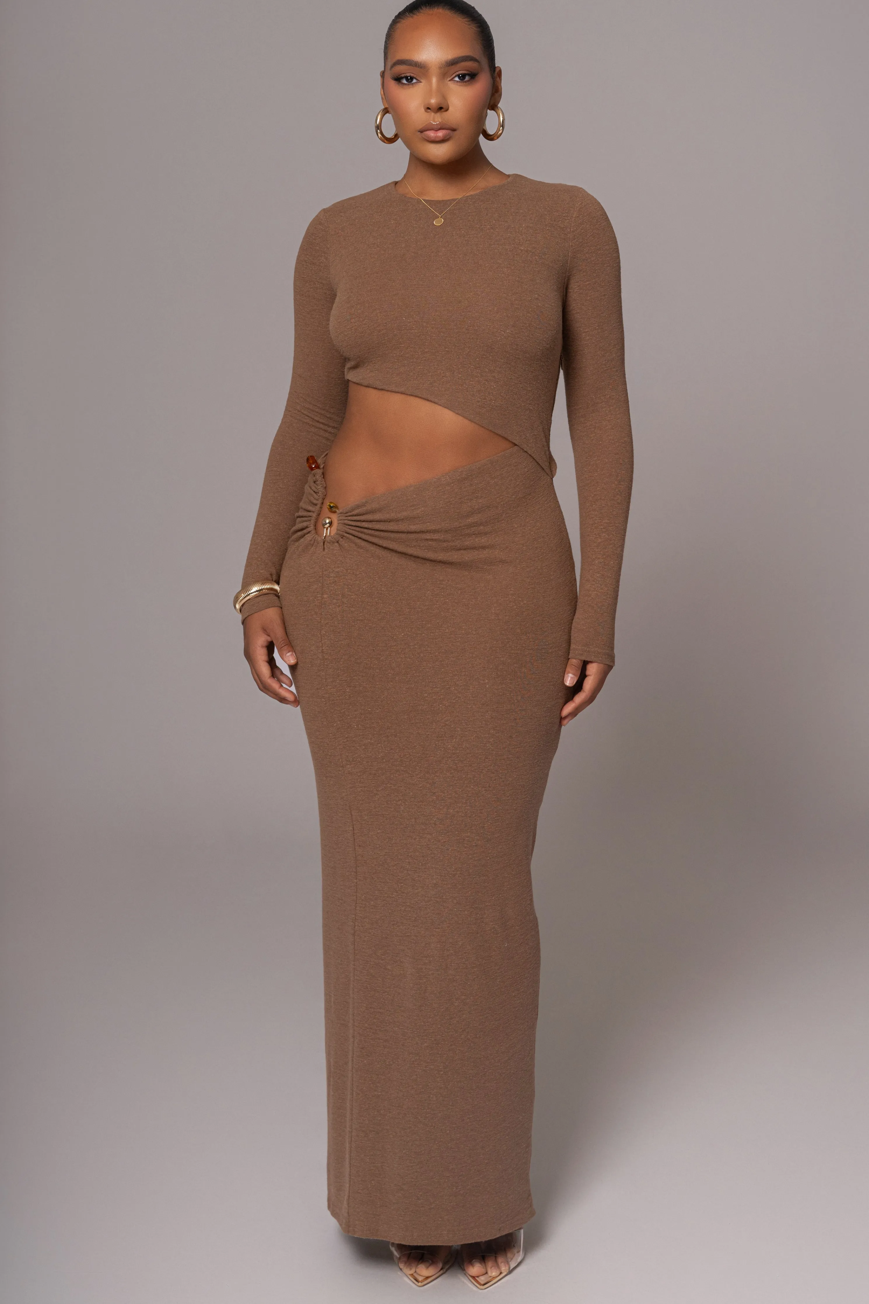 Chocolate Summer Romance Cutout Dress