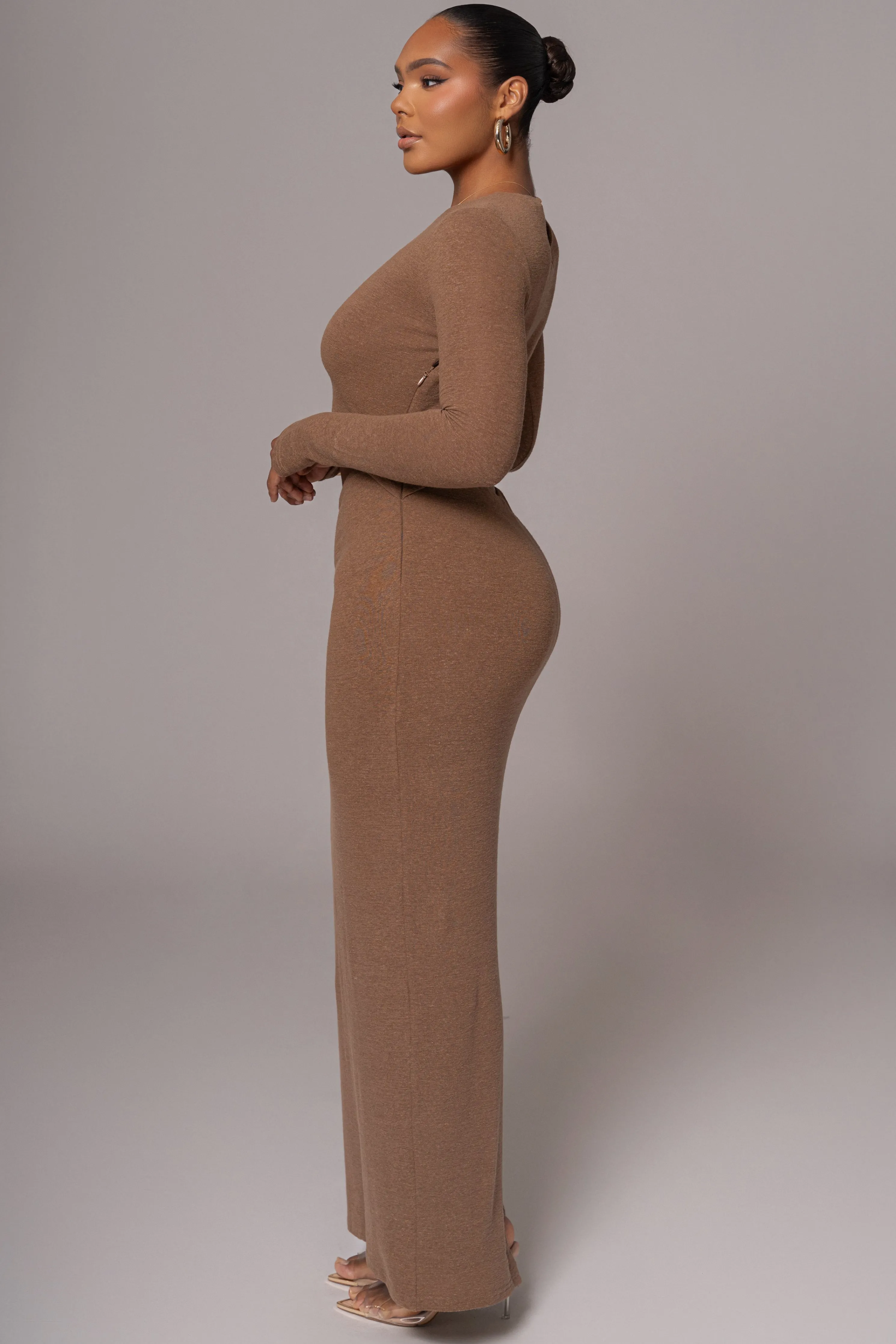 Chocolate Summer Romance Cutout Dress