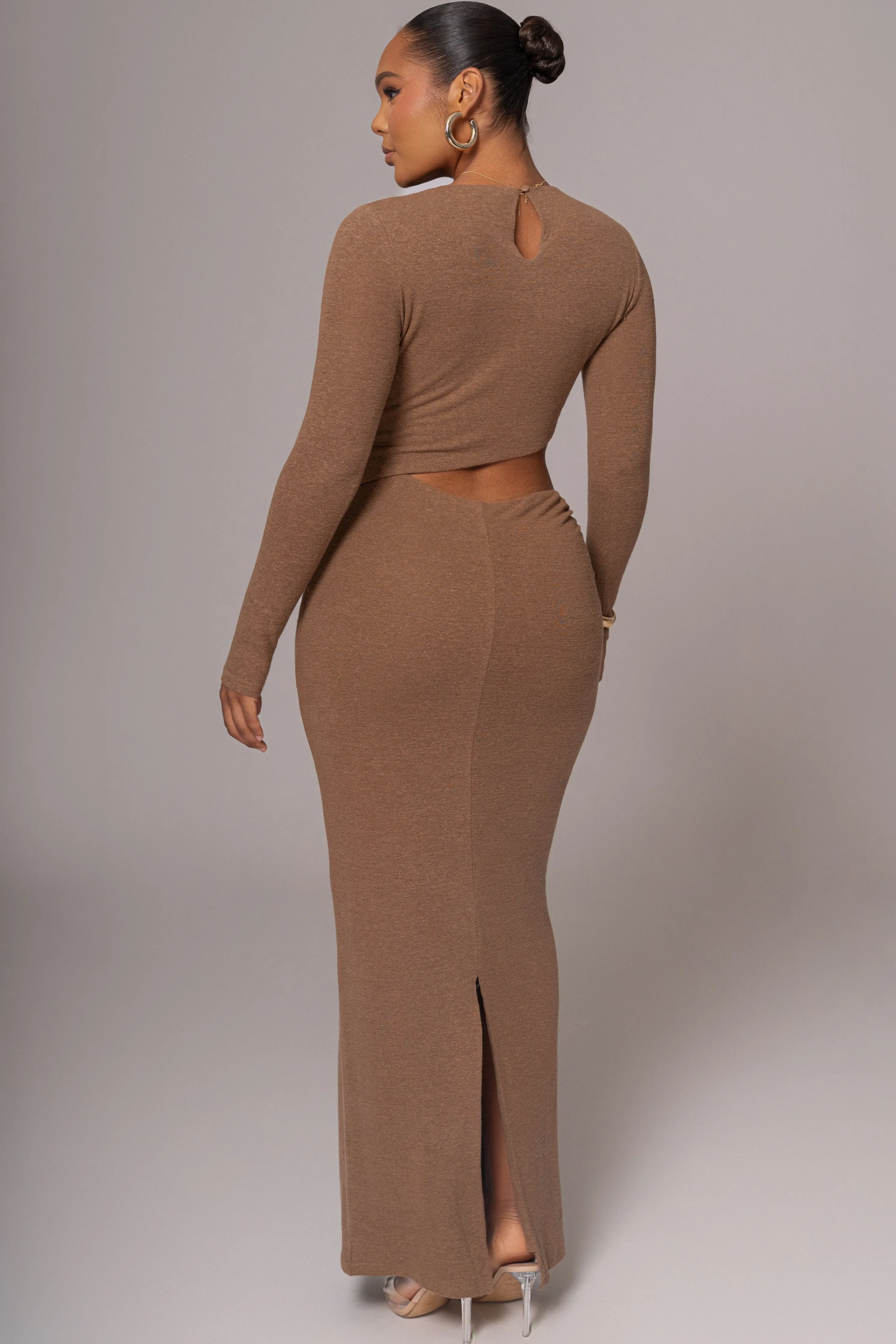 Chocolate Summer Romance Cutout Dress