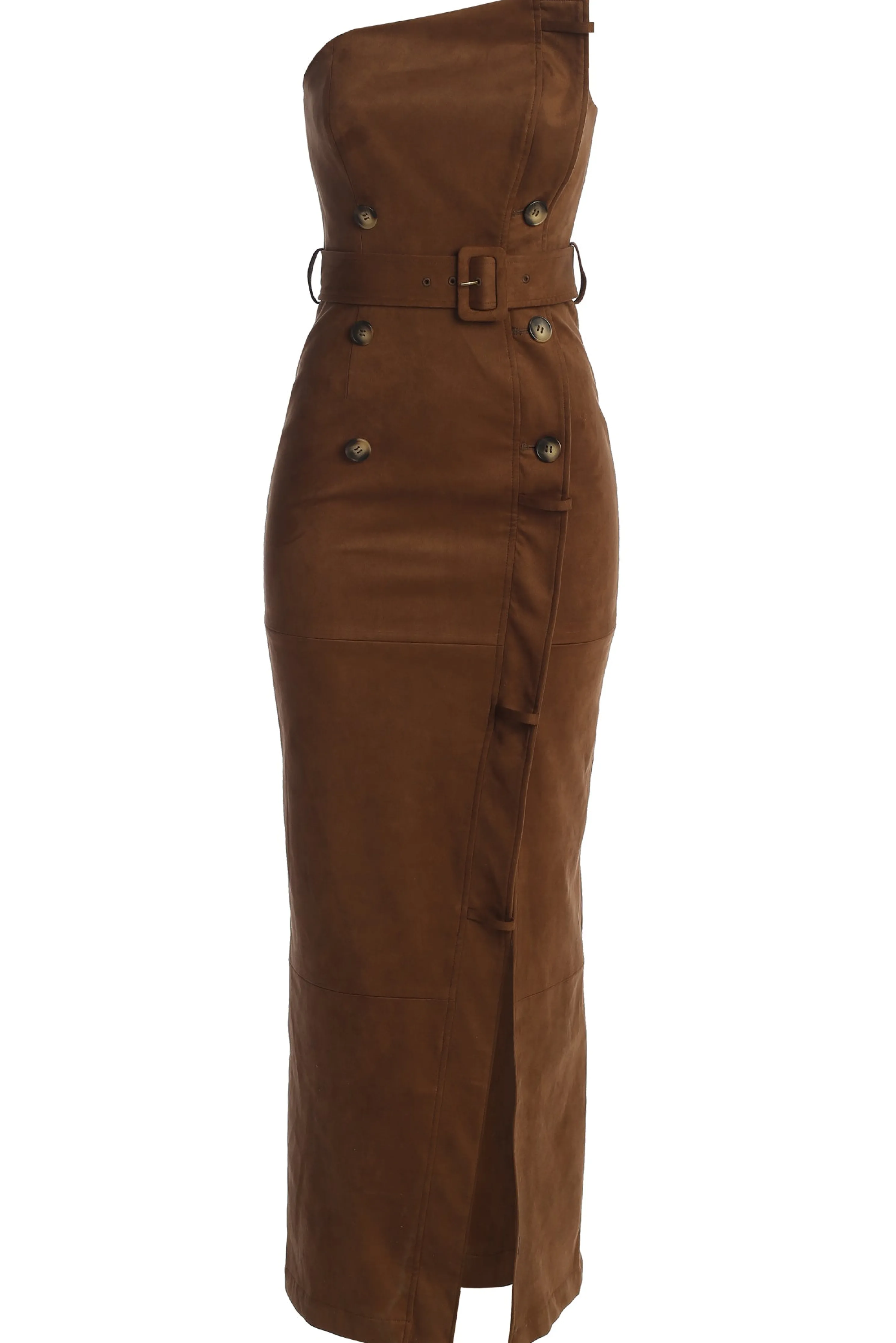 Chocolate Xena Suede Maxi Dress