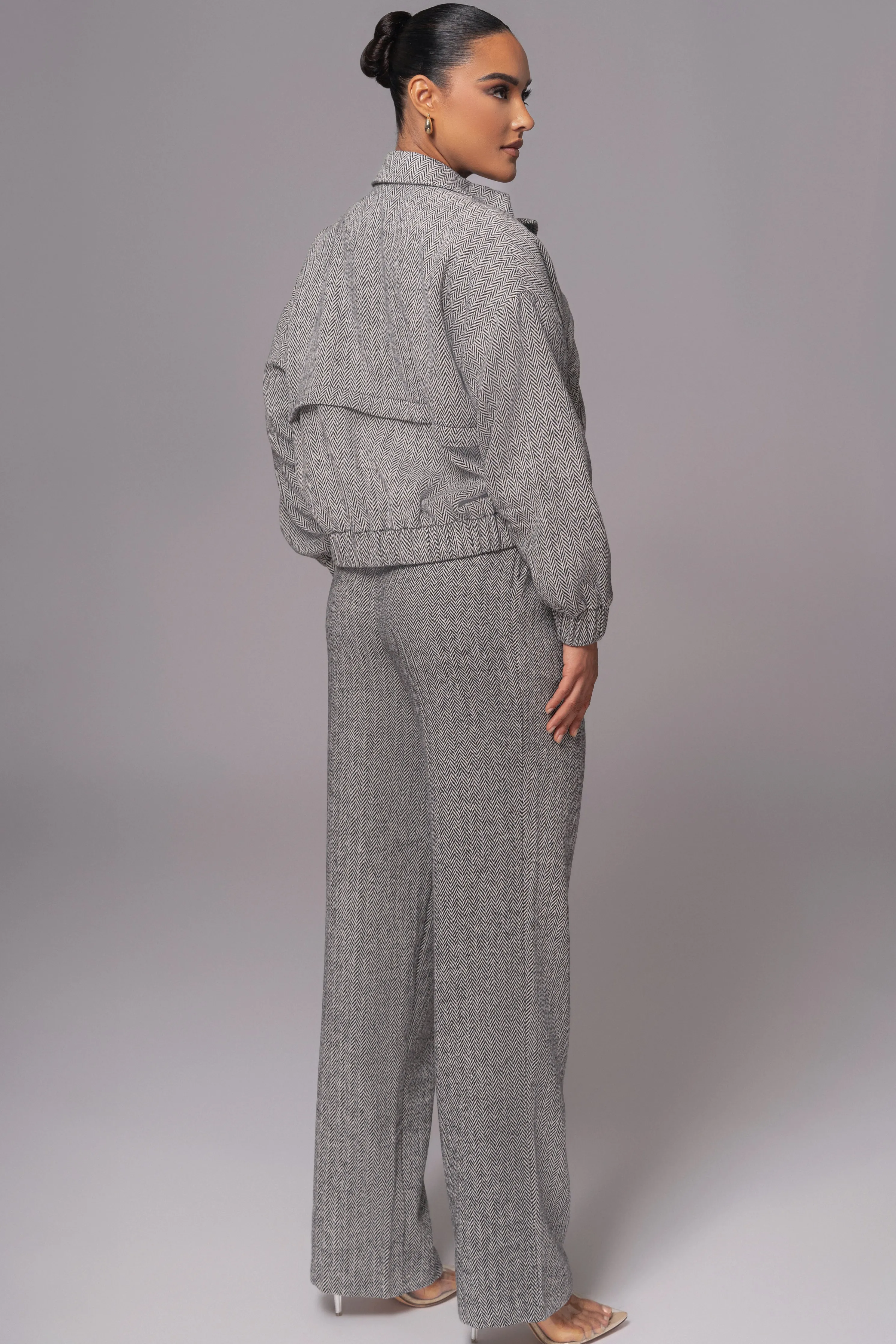 Classic Herringbone Bomber Jacket