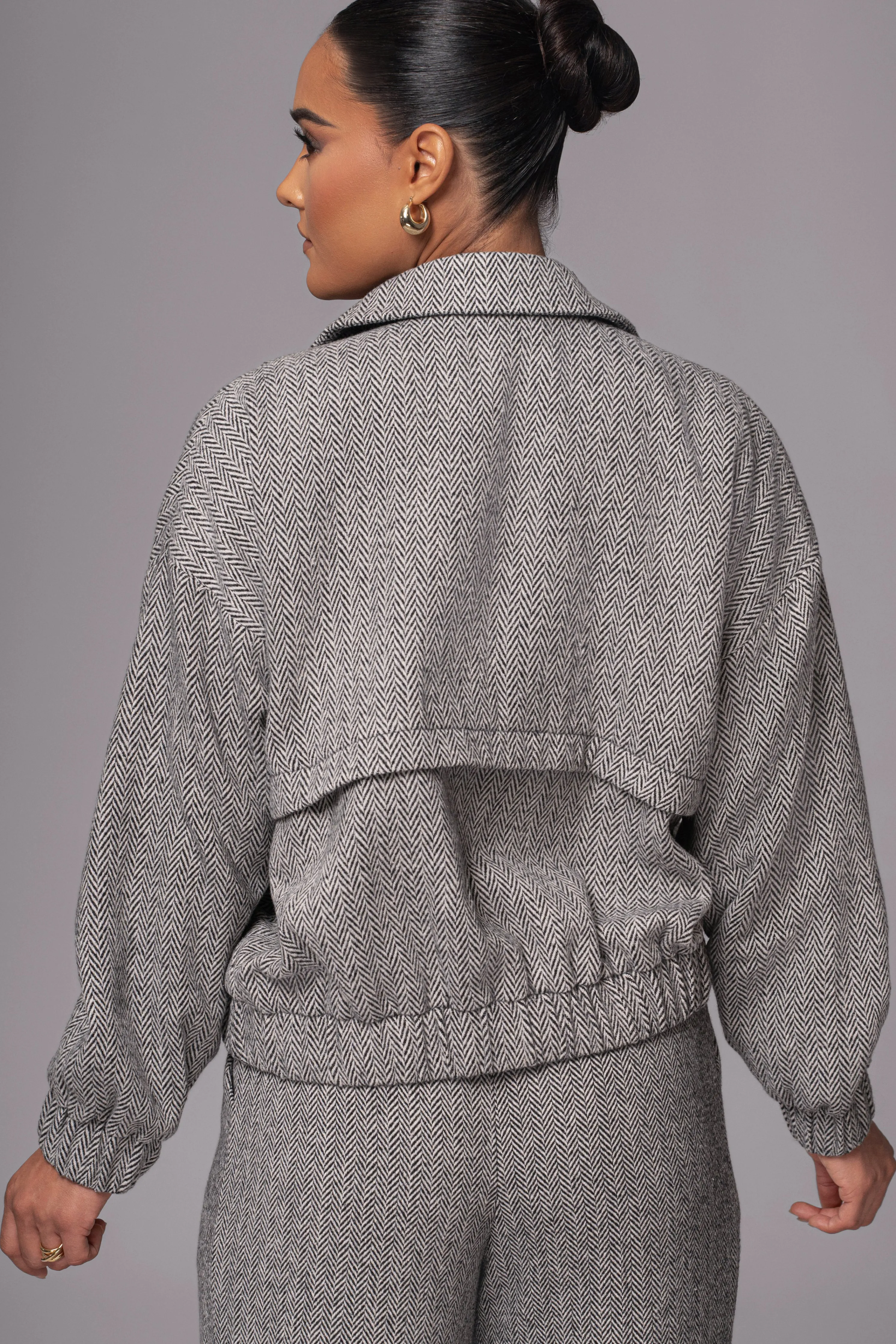 Classic Herringbone Bomber Jacket