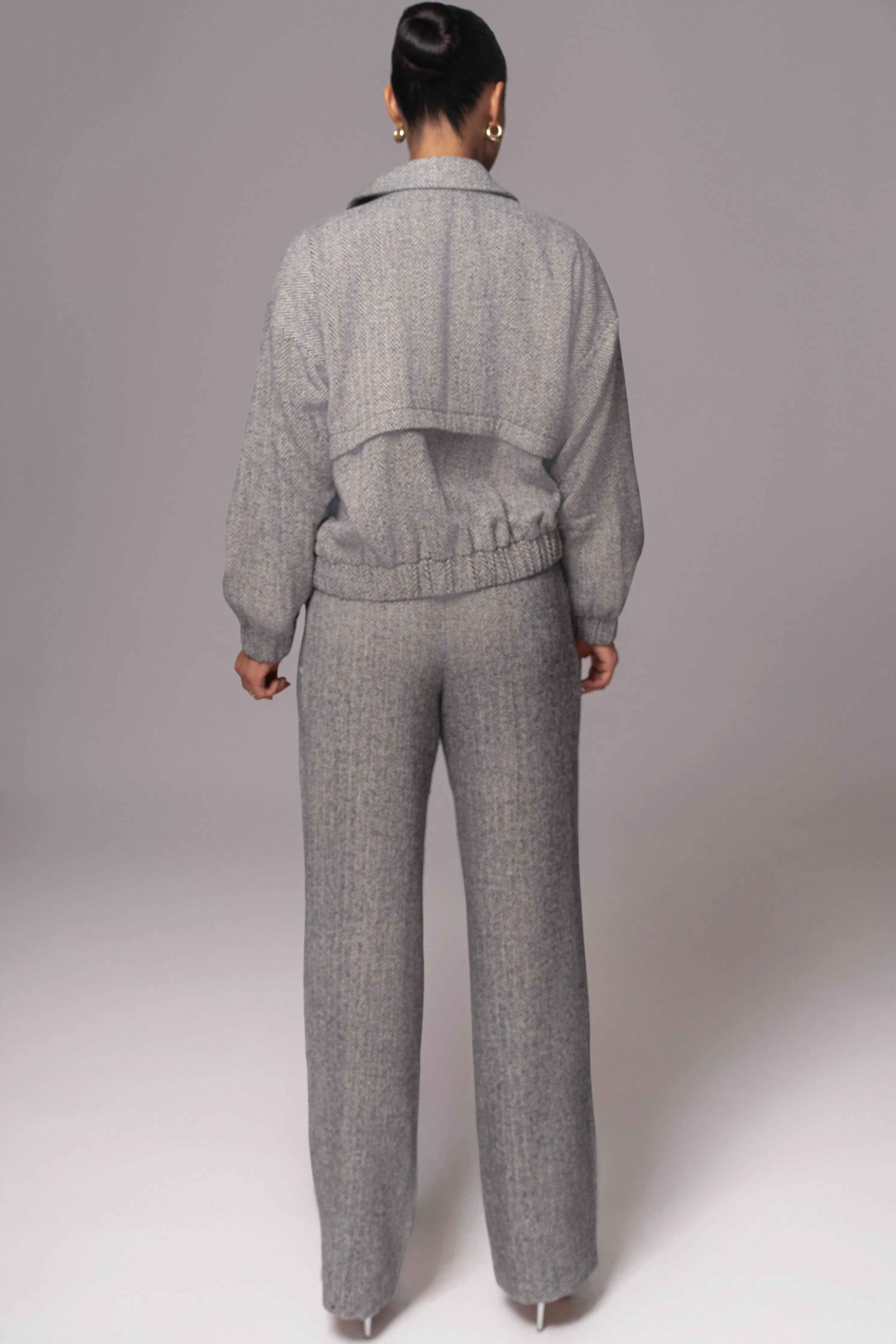 Classic Herringbone Bomber Jacket