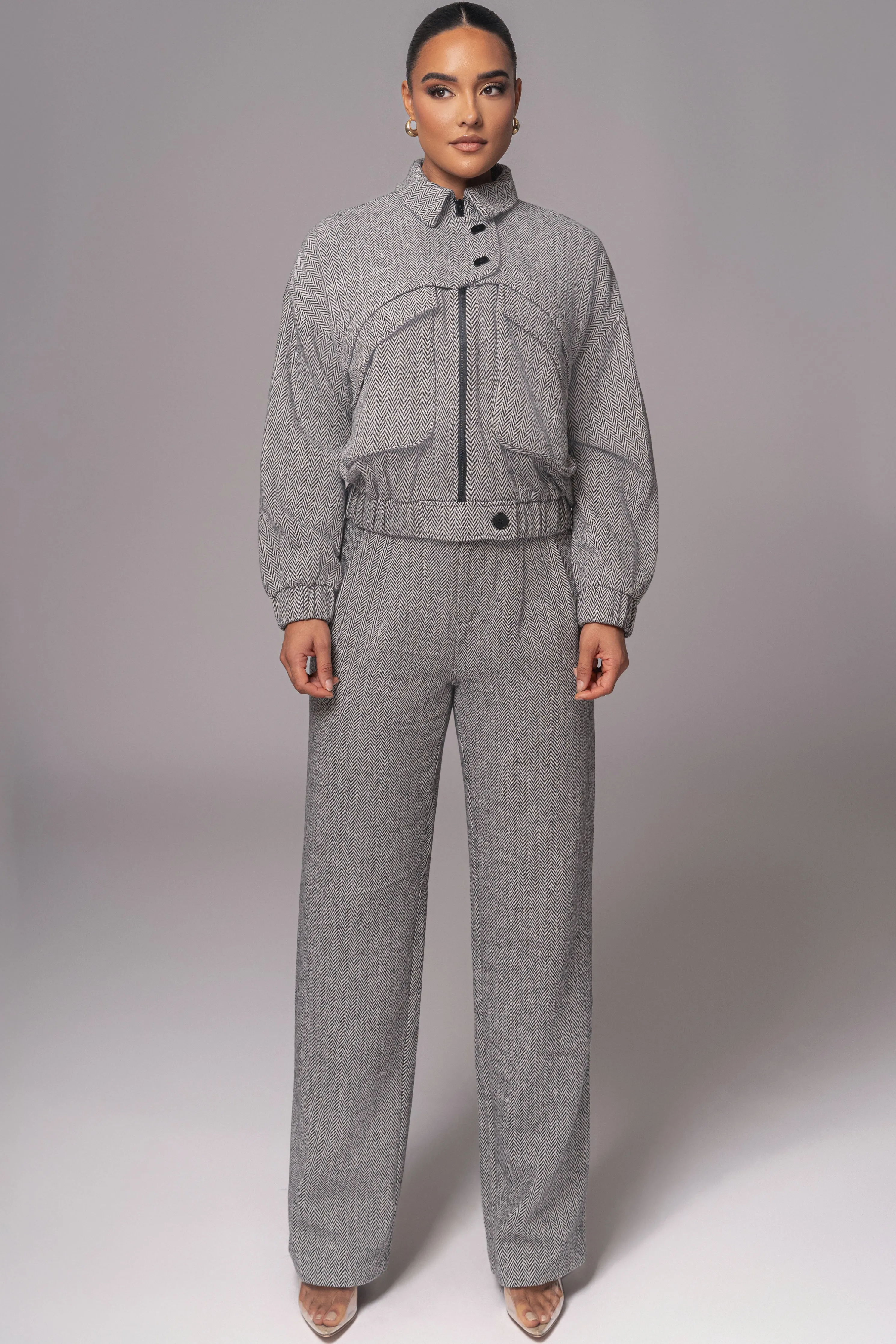 Classic Herringbone Bomber Jacket