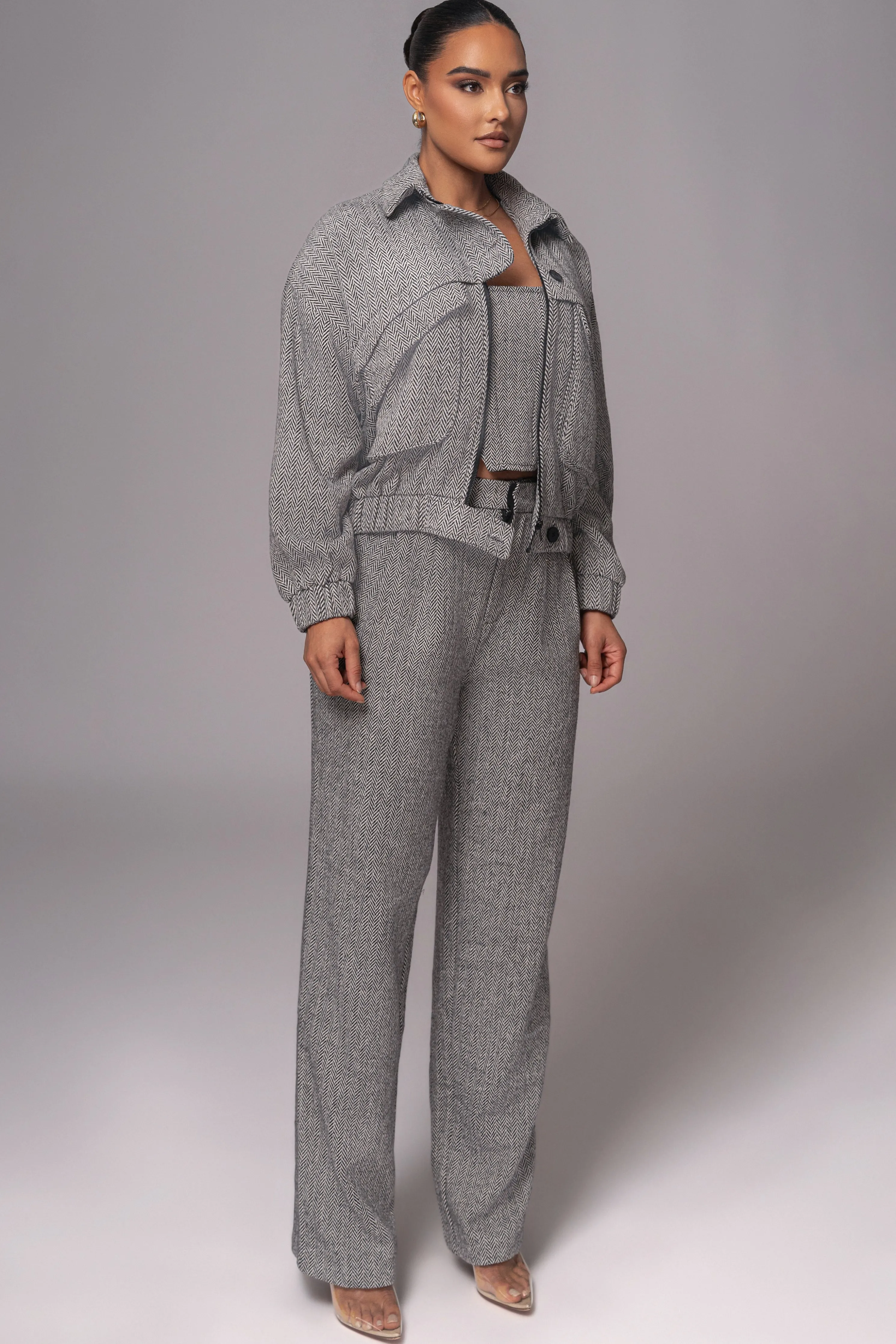 Classic Herringbone Bomber Jacket