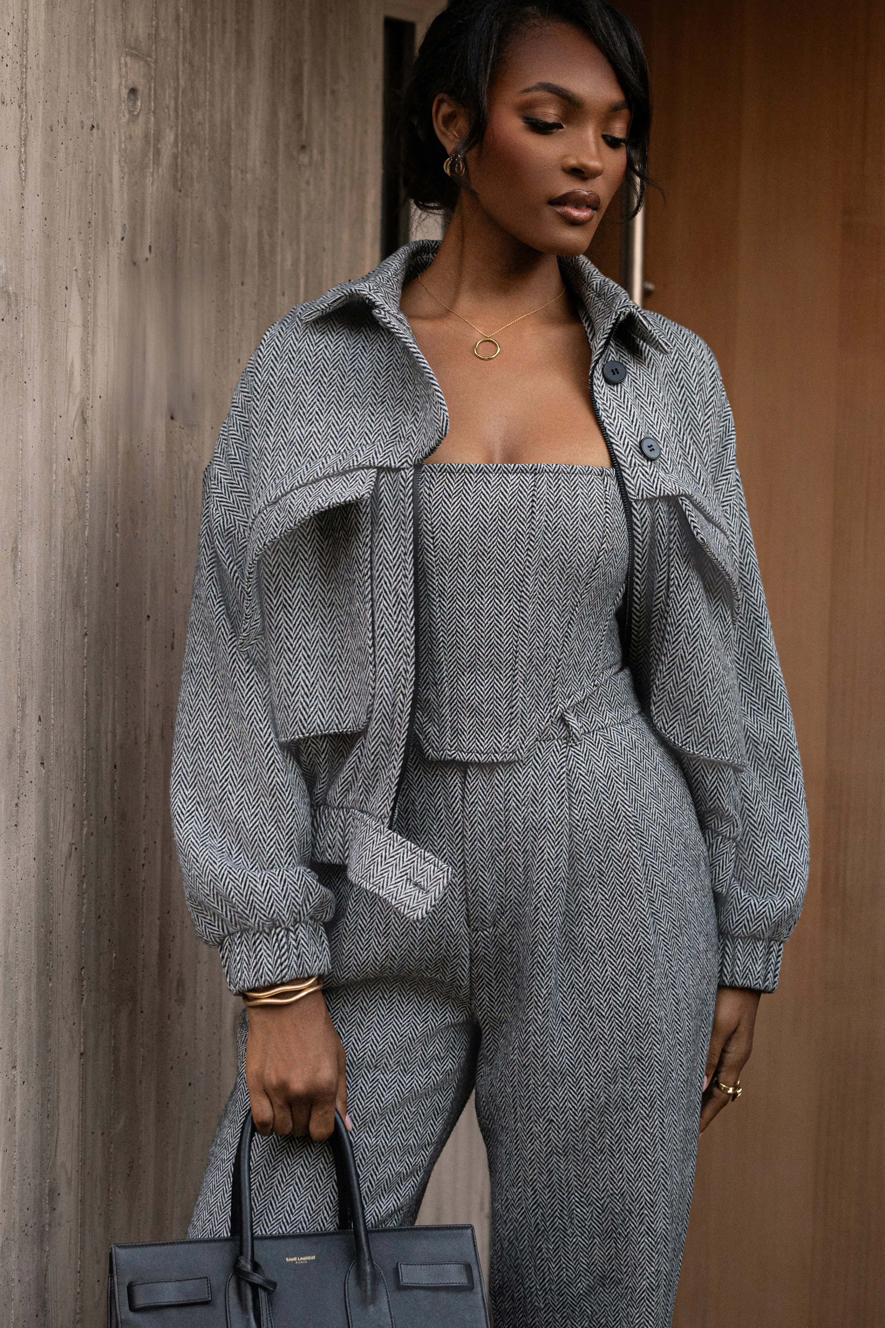 Classic Herringbone Corset Top