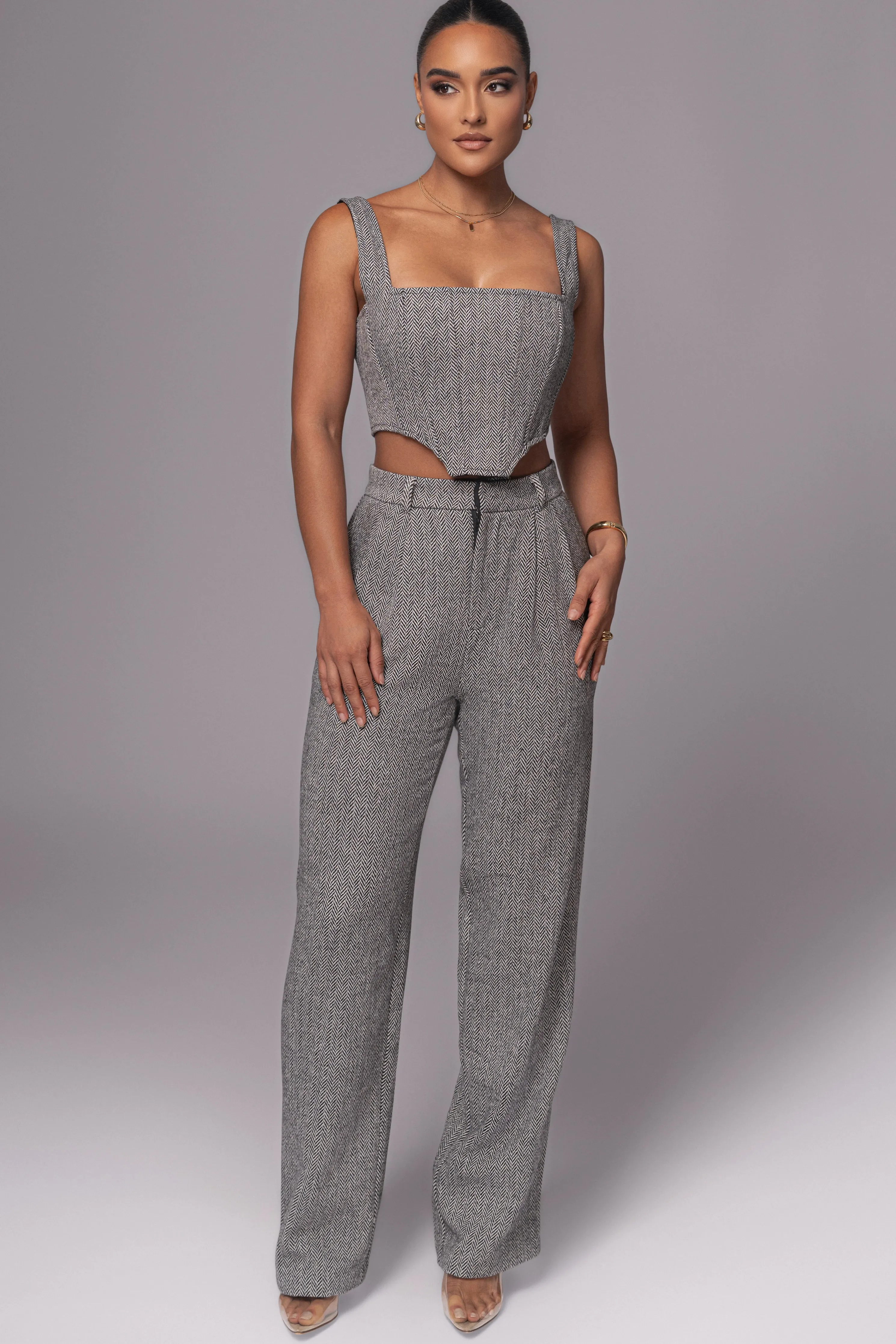 Classic Herringbone Corset Top