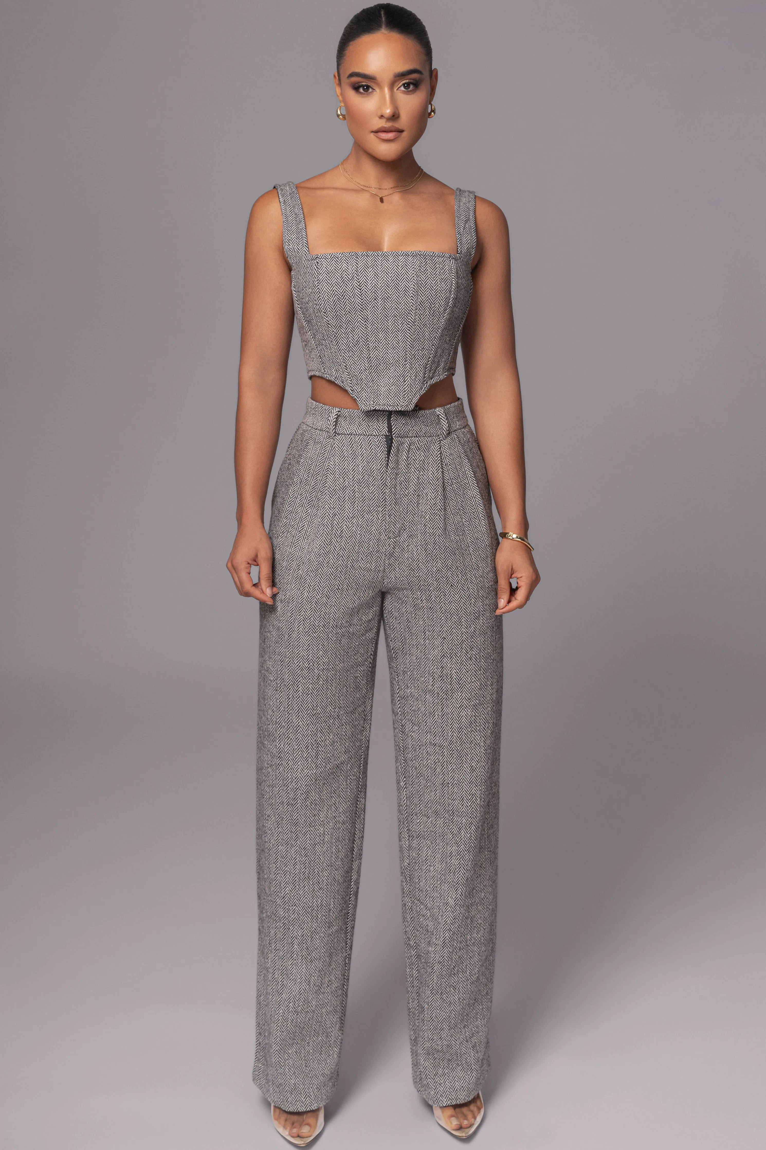 Classic Herringbone Corset Top