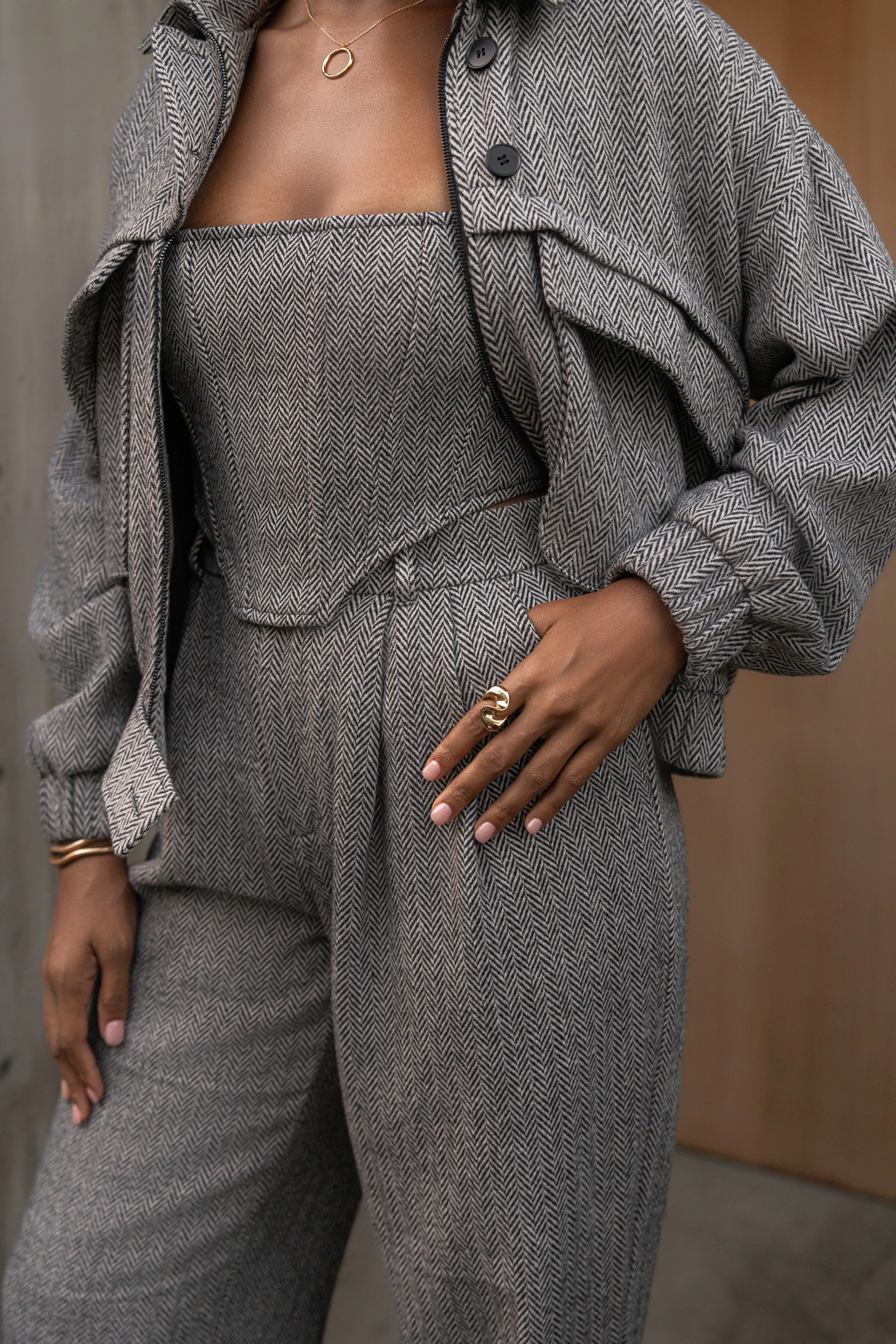 Classic Herringbone Corset Top