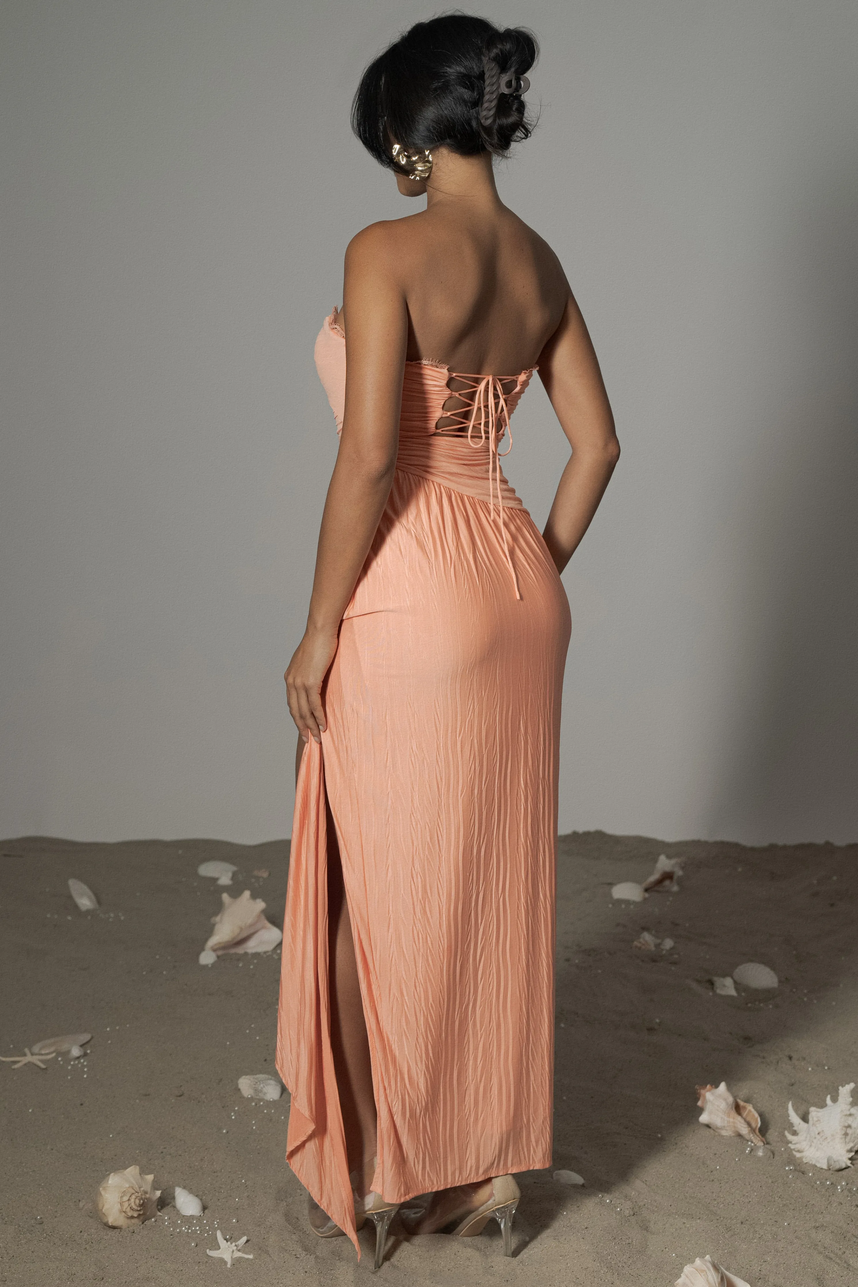 Coral Celestial Drape Maxi Dress