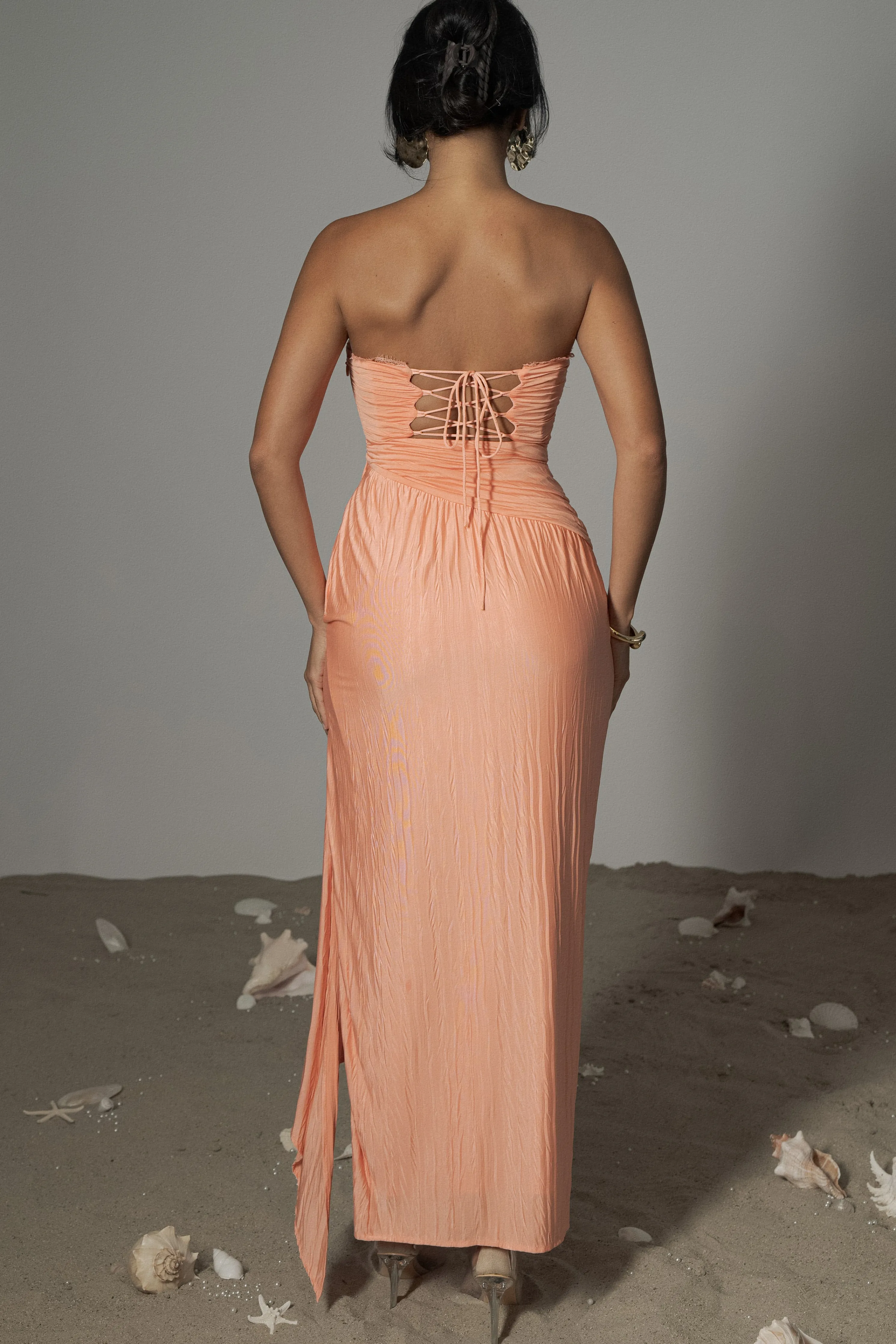 Coral Celestial Drape Maxi Dress