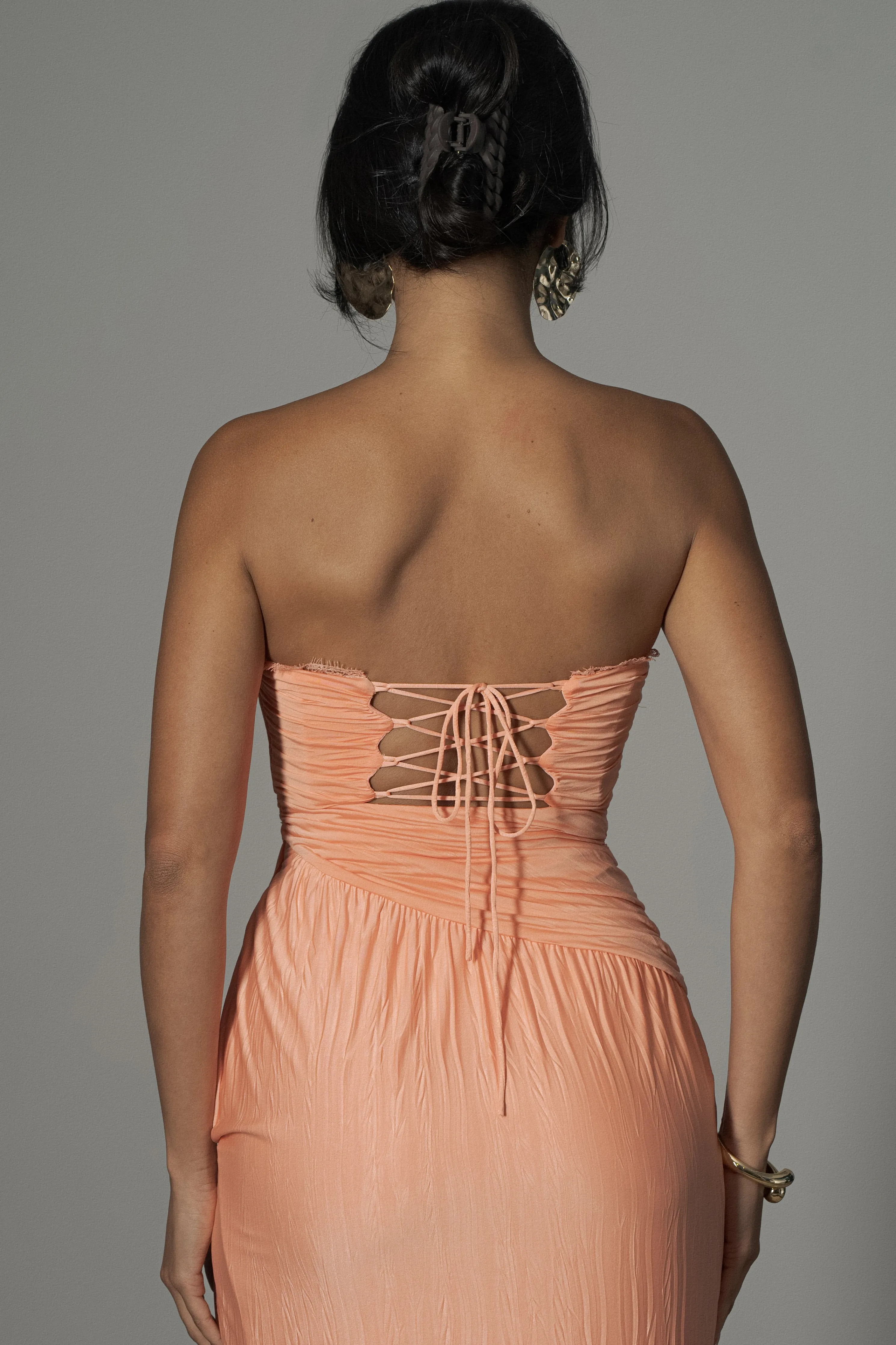 Coral Celestial Drape Maxi Dress