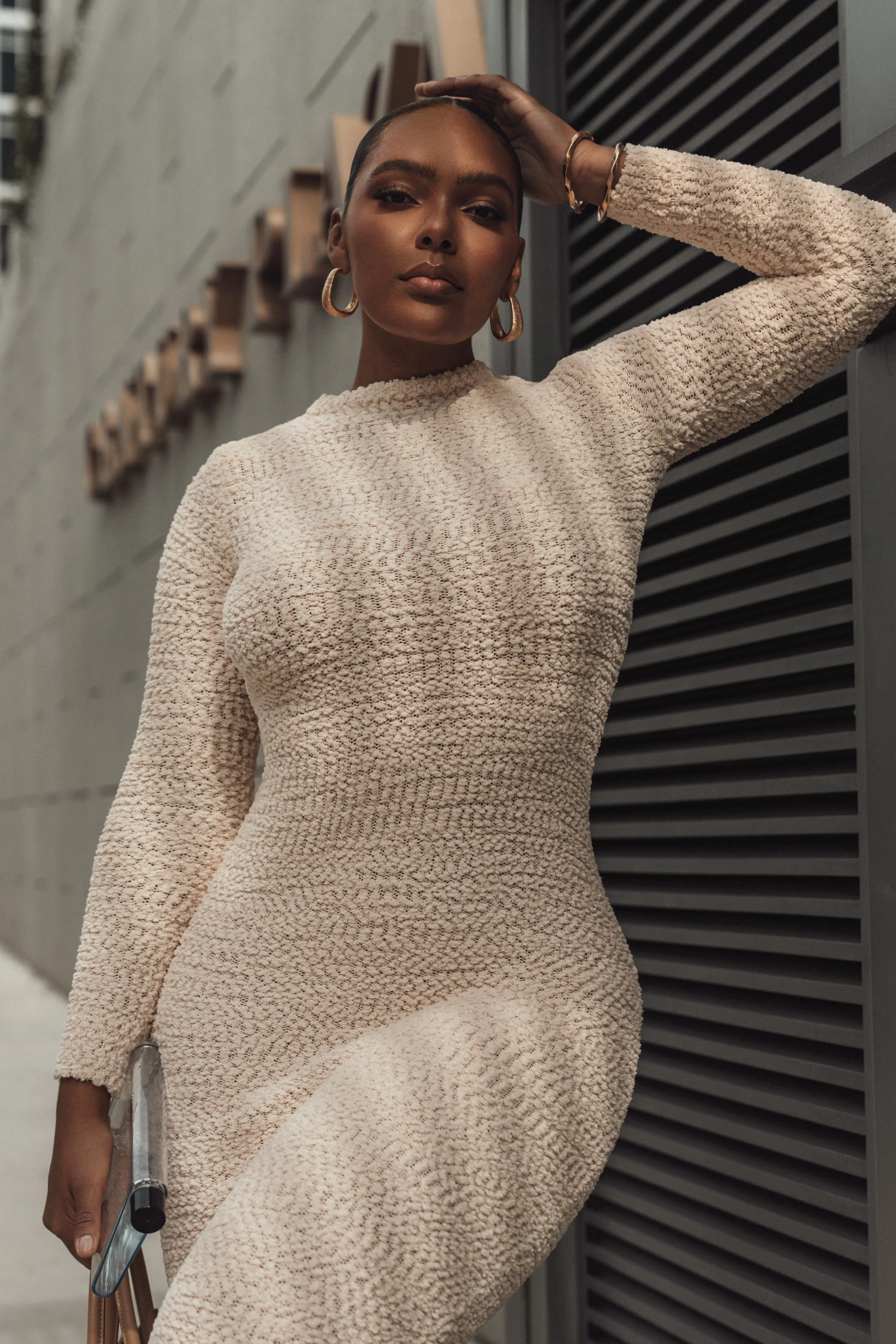 Cream Autumn Knit Maxi Dress