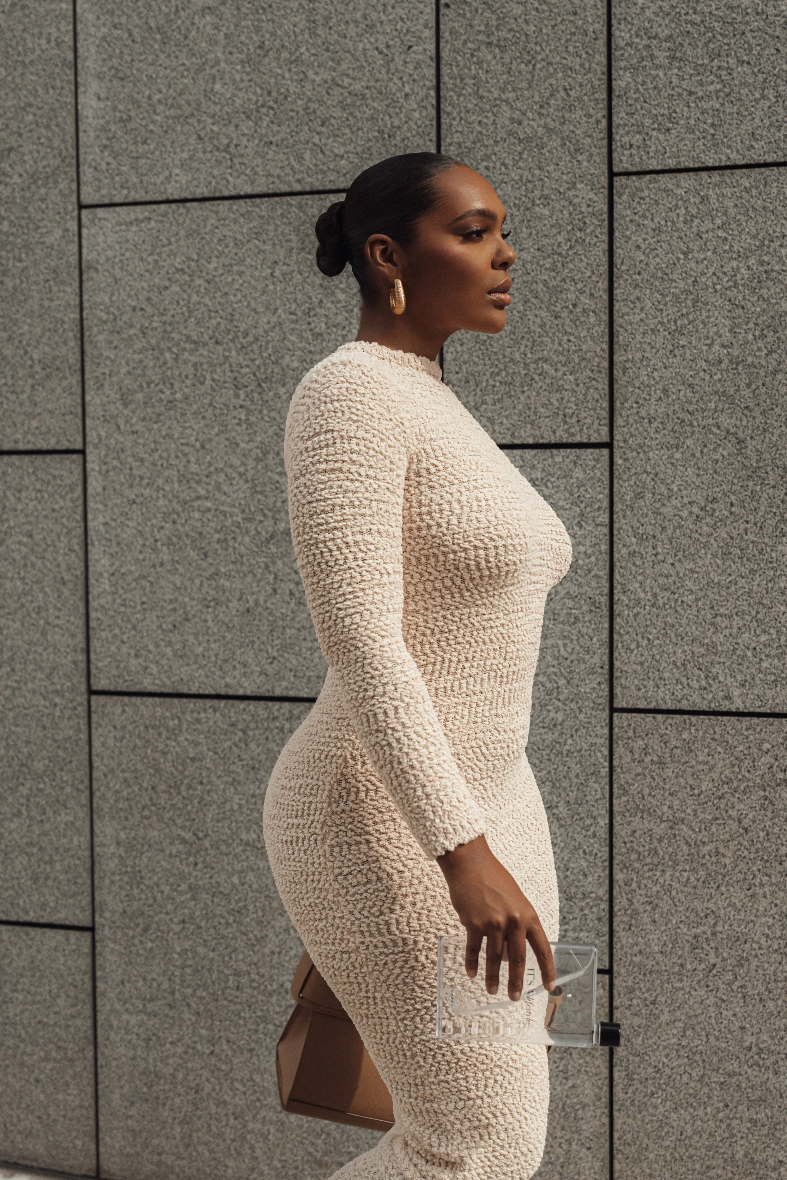 Cream Autumn Knit Maxi Dress