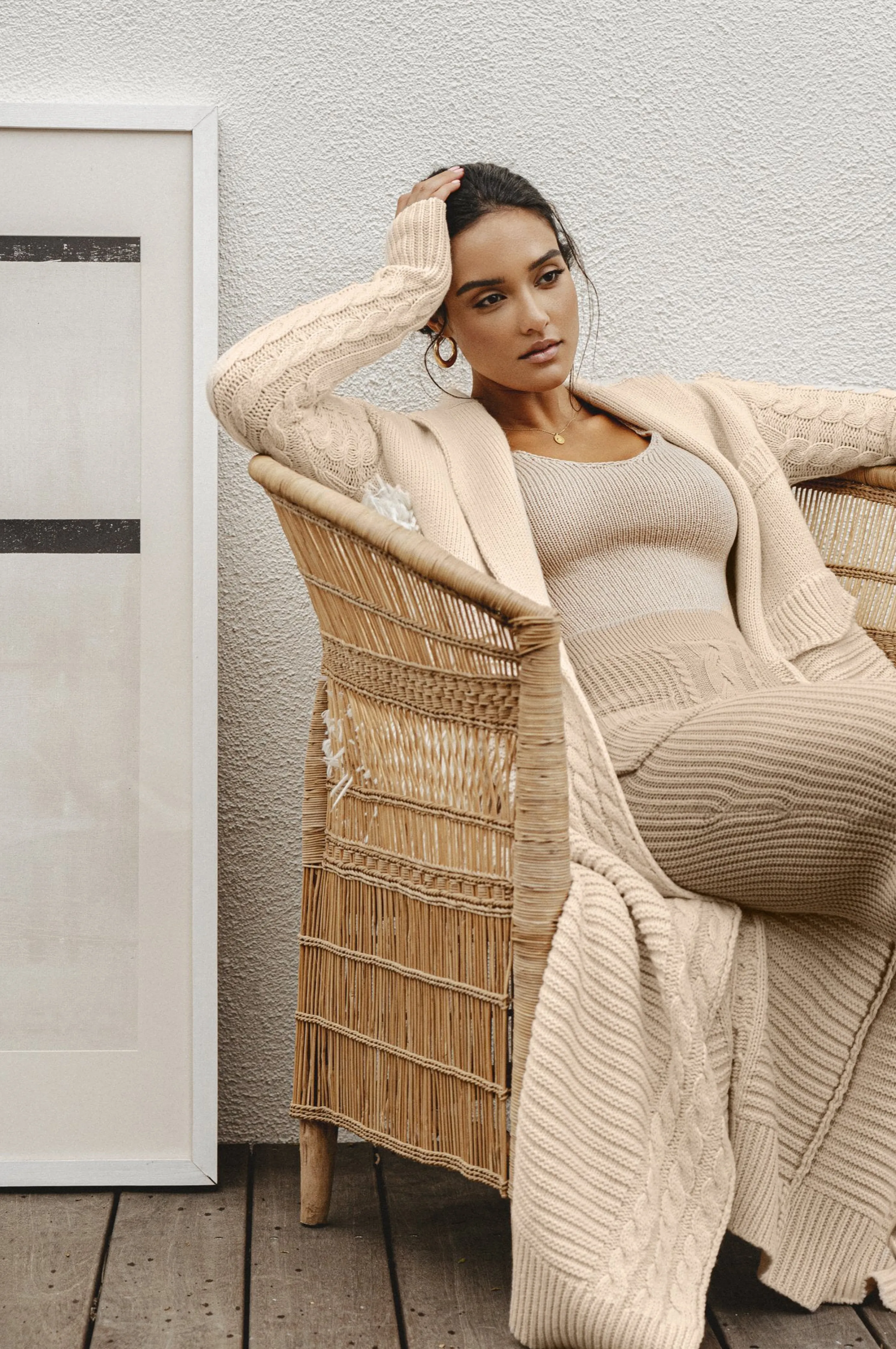 Cream Evana Cable Knit Cardigan