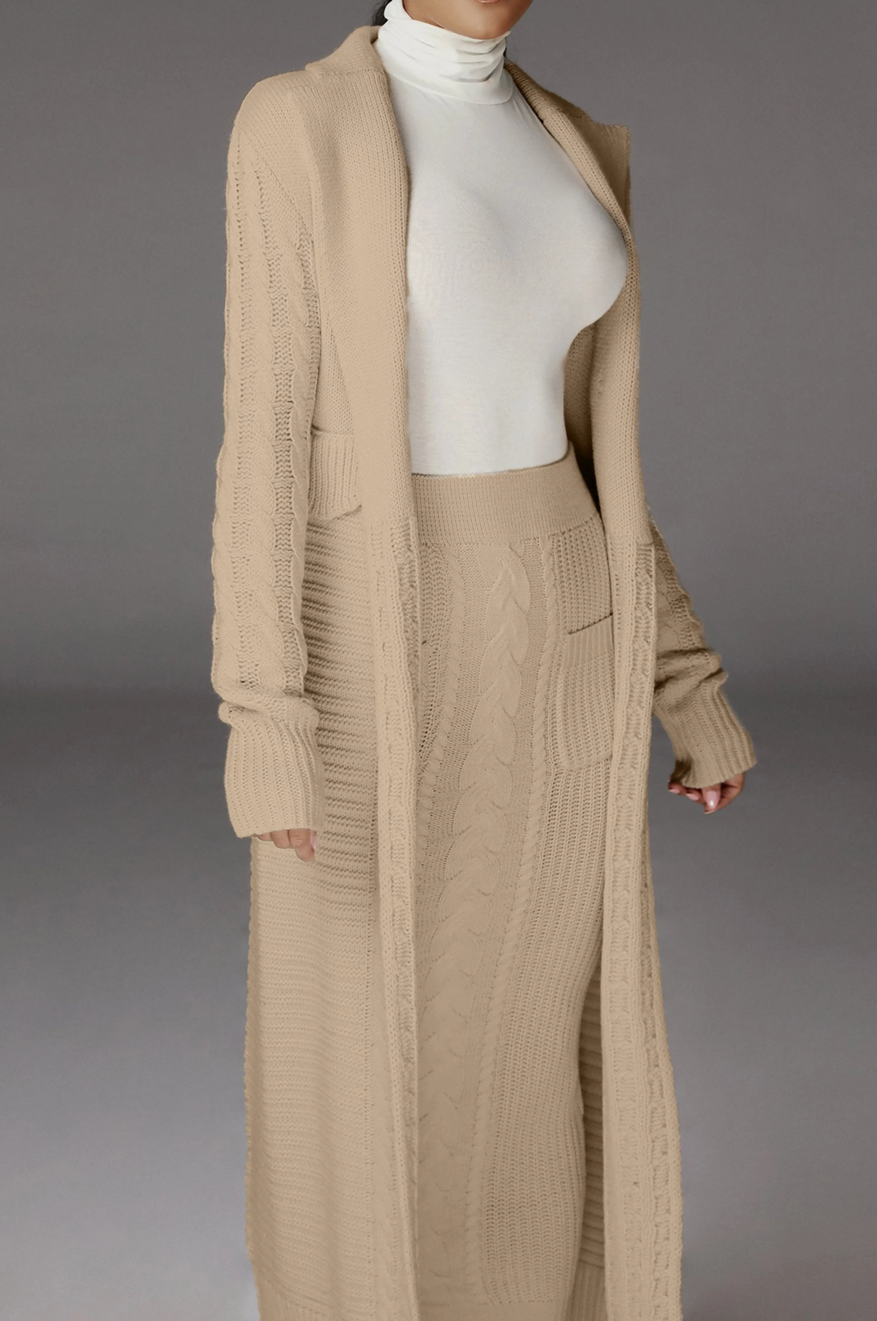 Cream Evana Cable Knit Cardigan