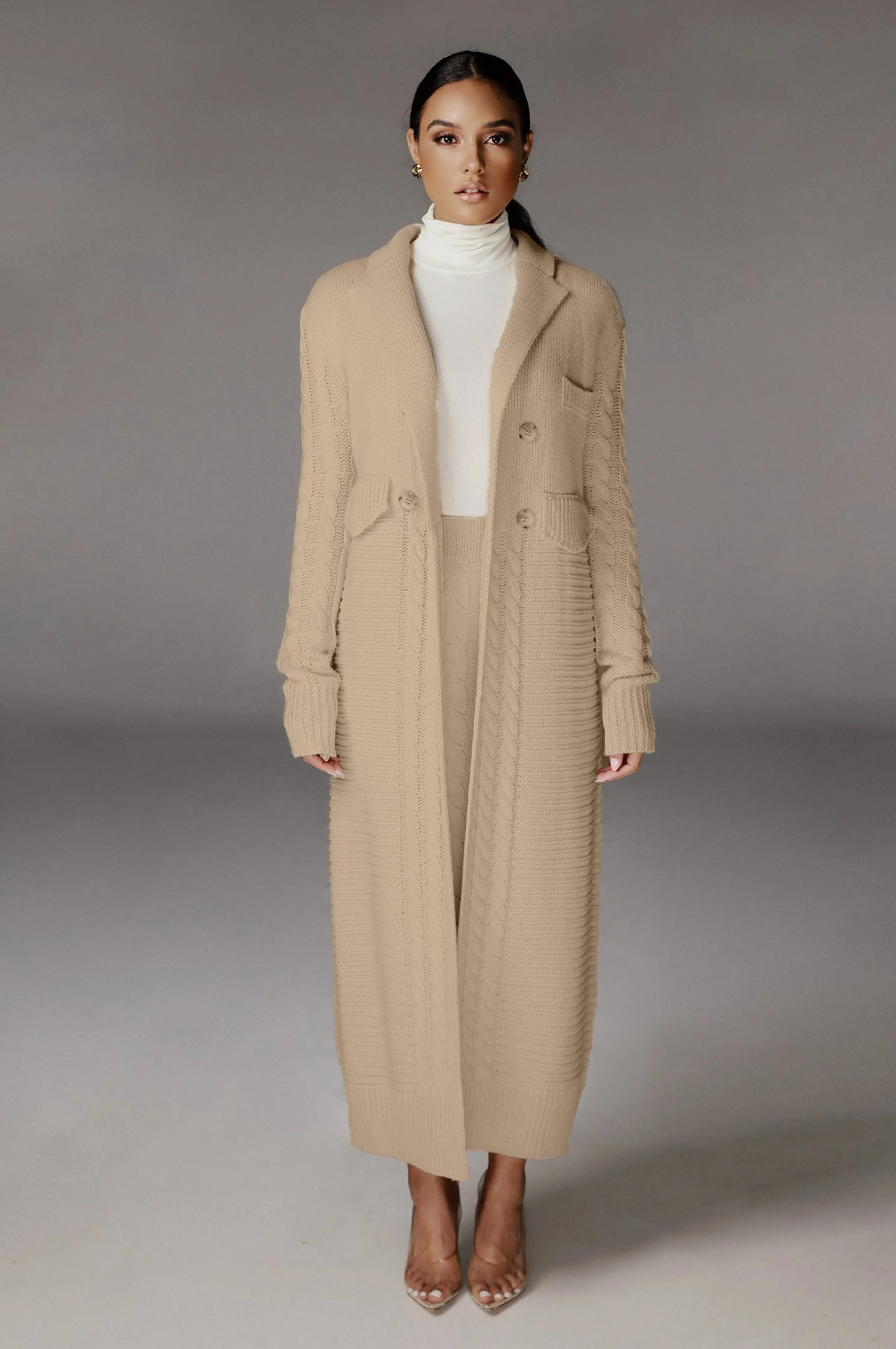 Cream Evana Cable Knit Cardigan