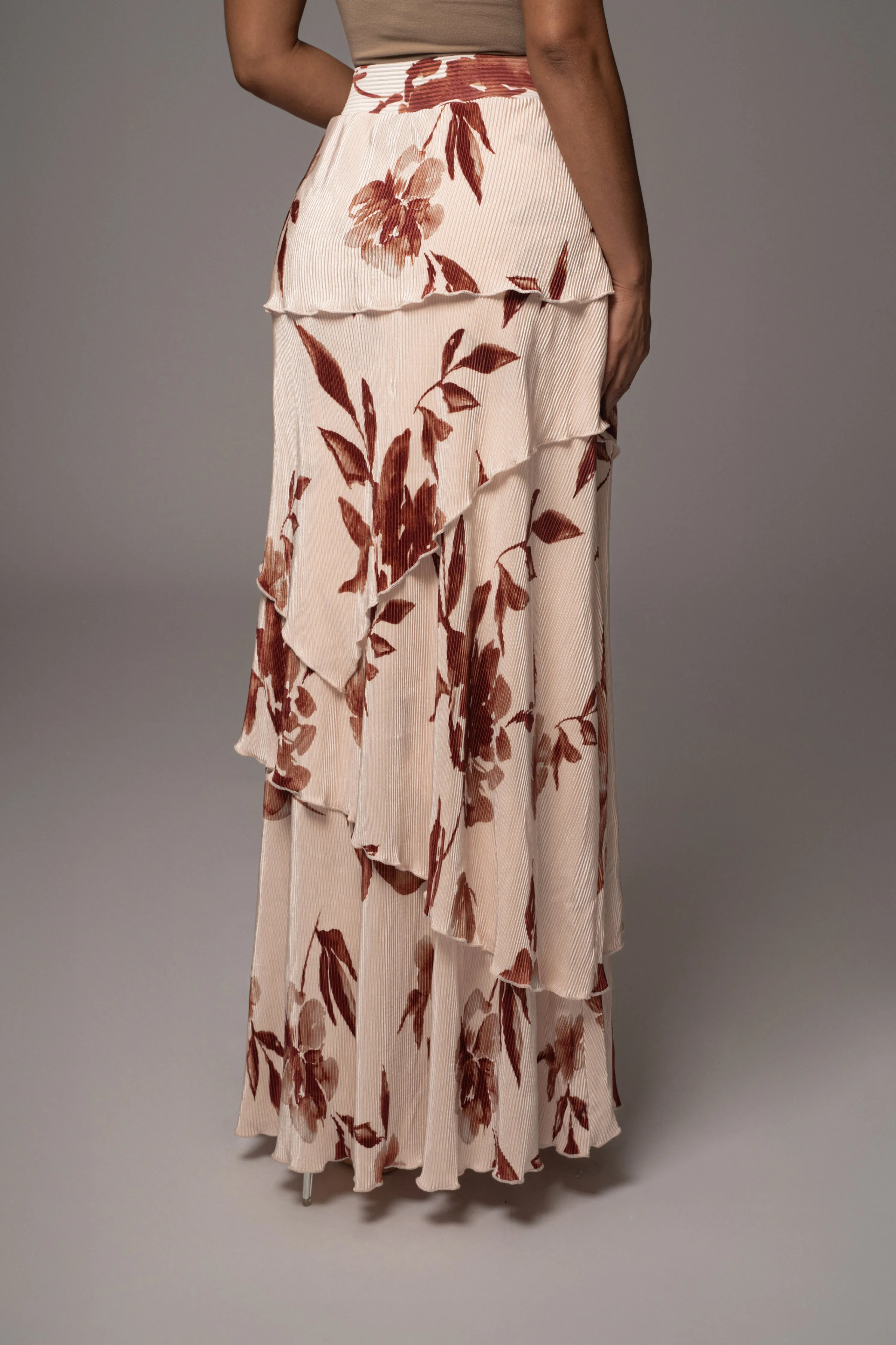 Cream Floral Kamira Tiered Skirt