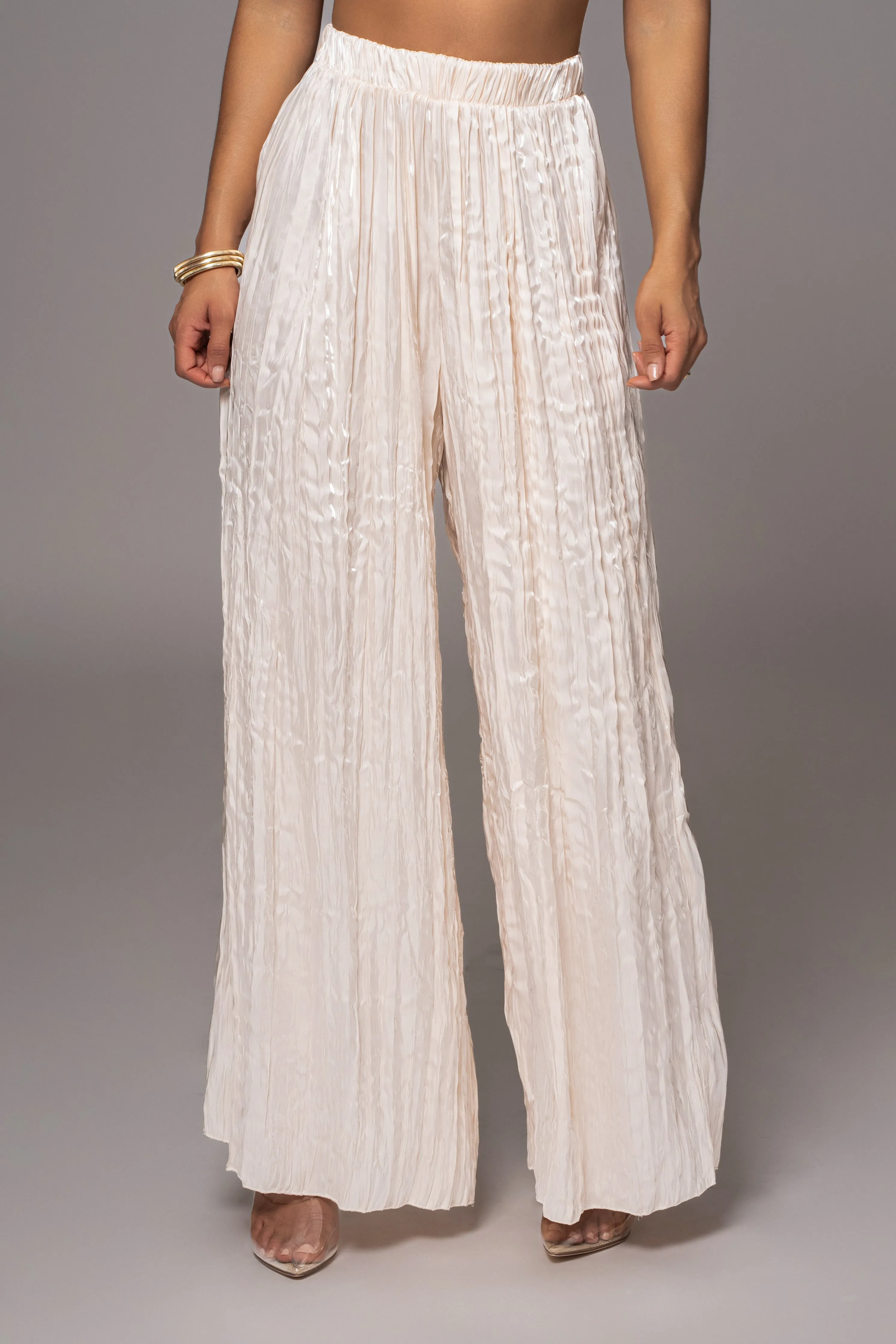 Cream Lets Get Away Satin Pant Set