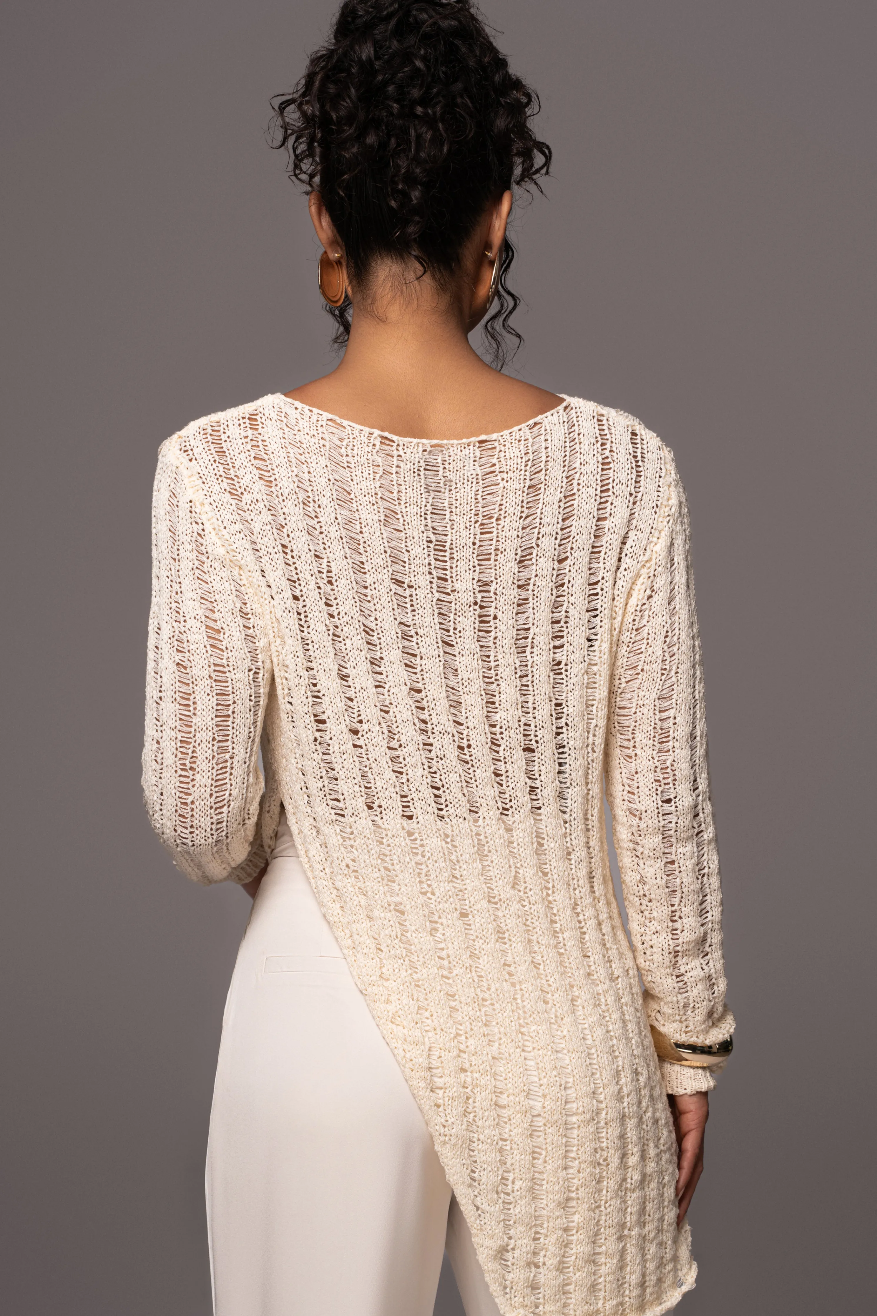 Cream Natalya Rib Knit Top