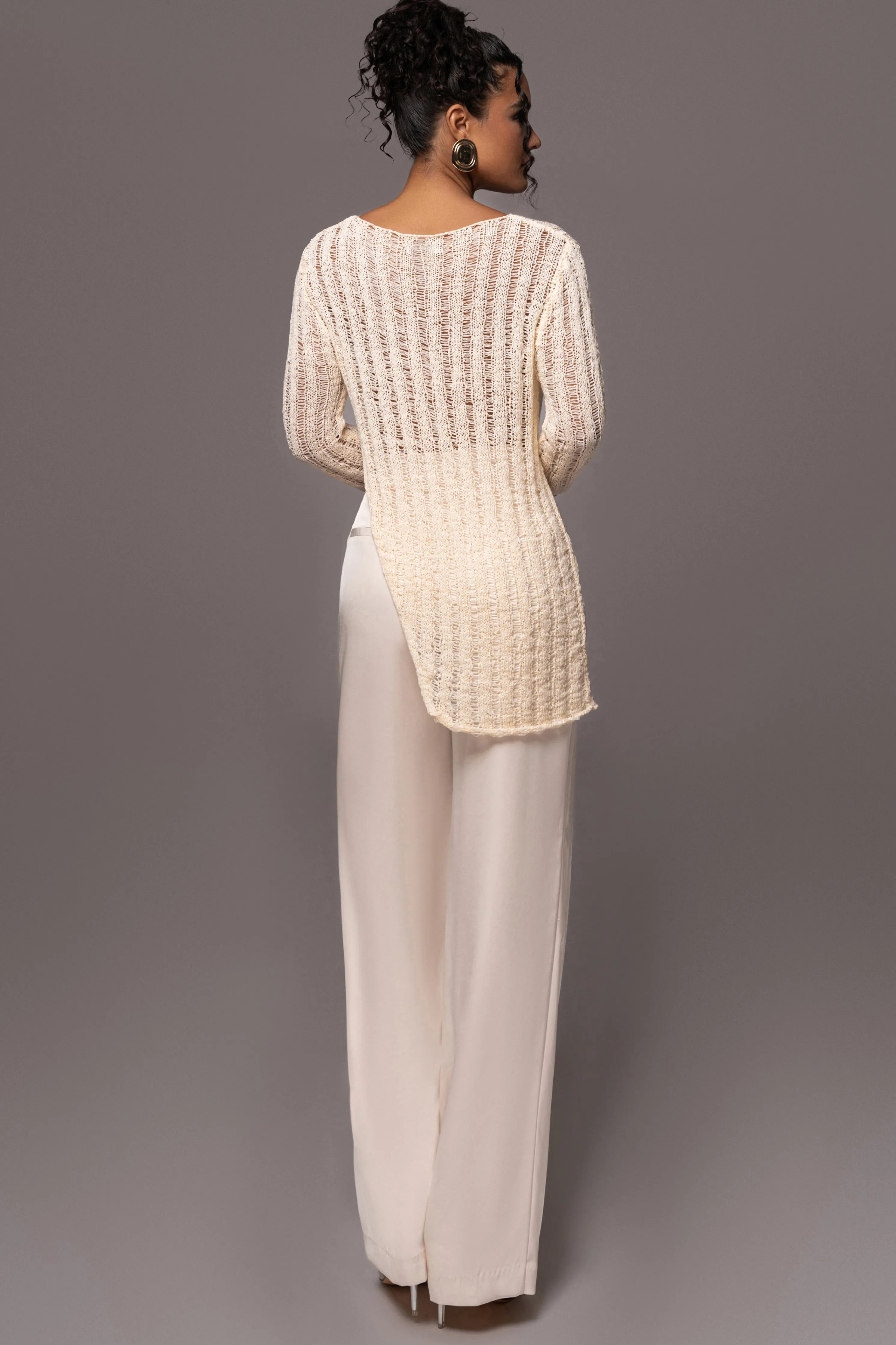 Cream Natalya Rib Knit Top