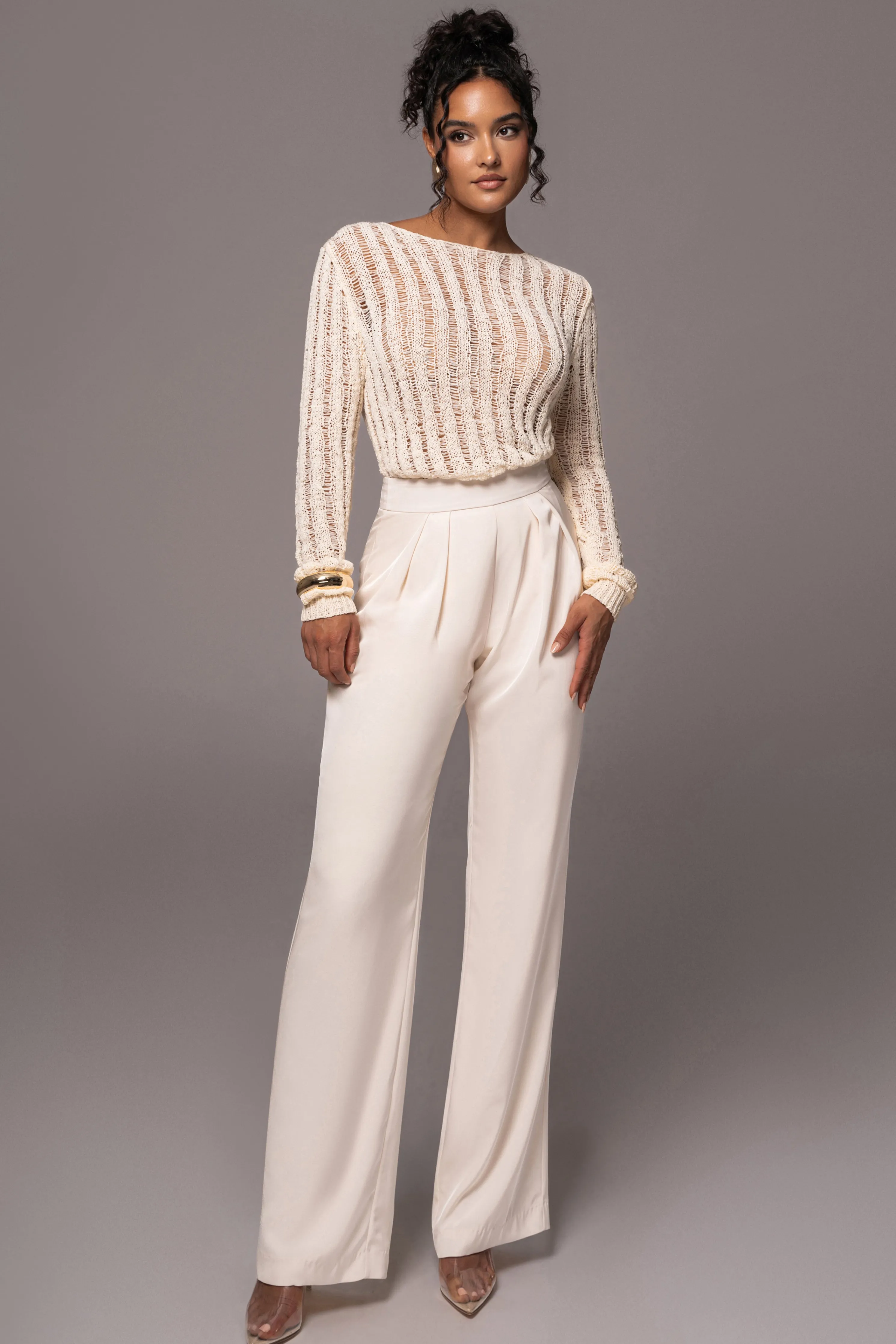 Cream Natalya Rib Knit Top