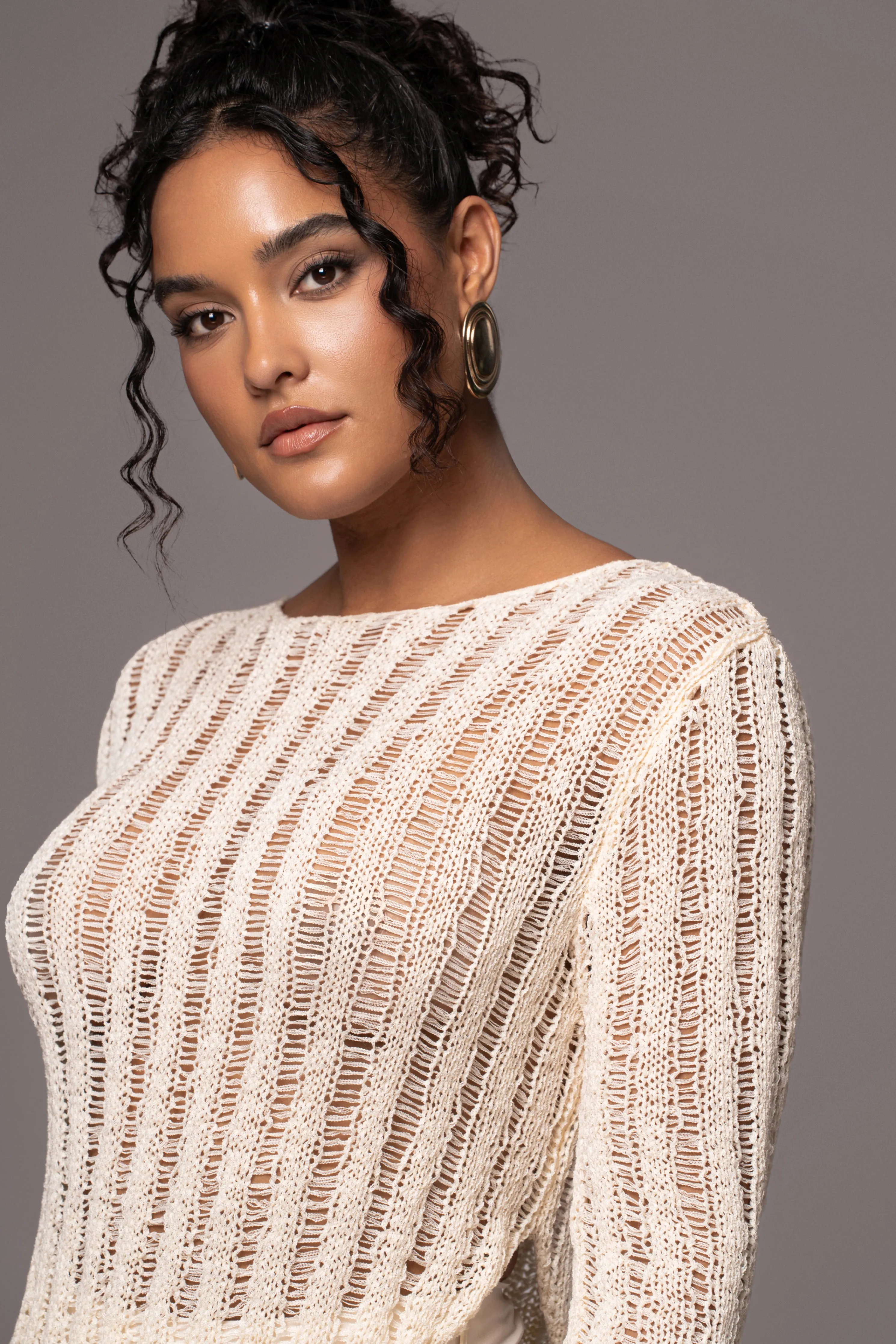 Cream Natalya Rib Knit Top