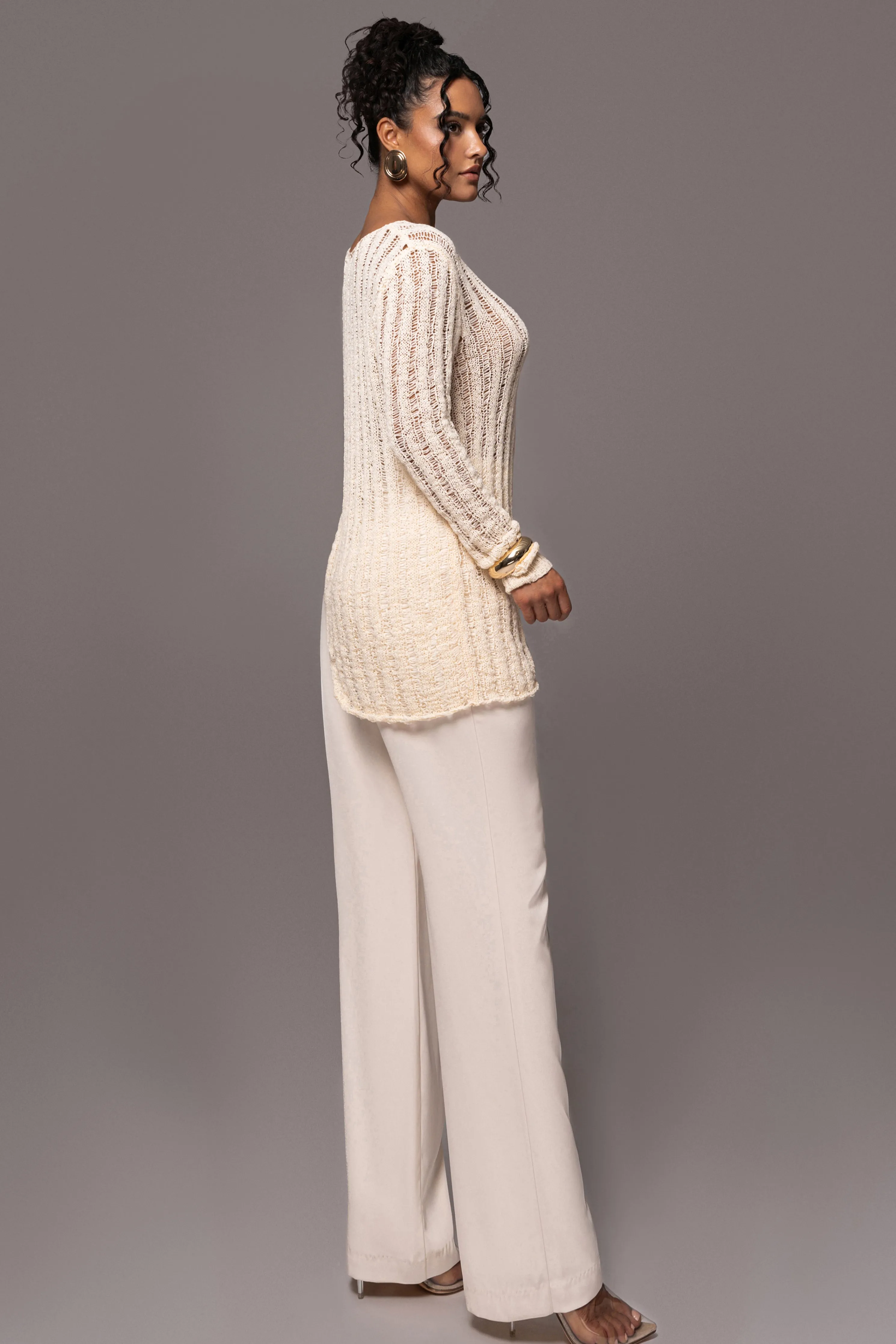 Cream Natalya Rib Knit Top