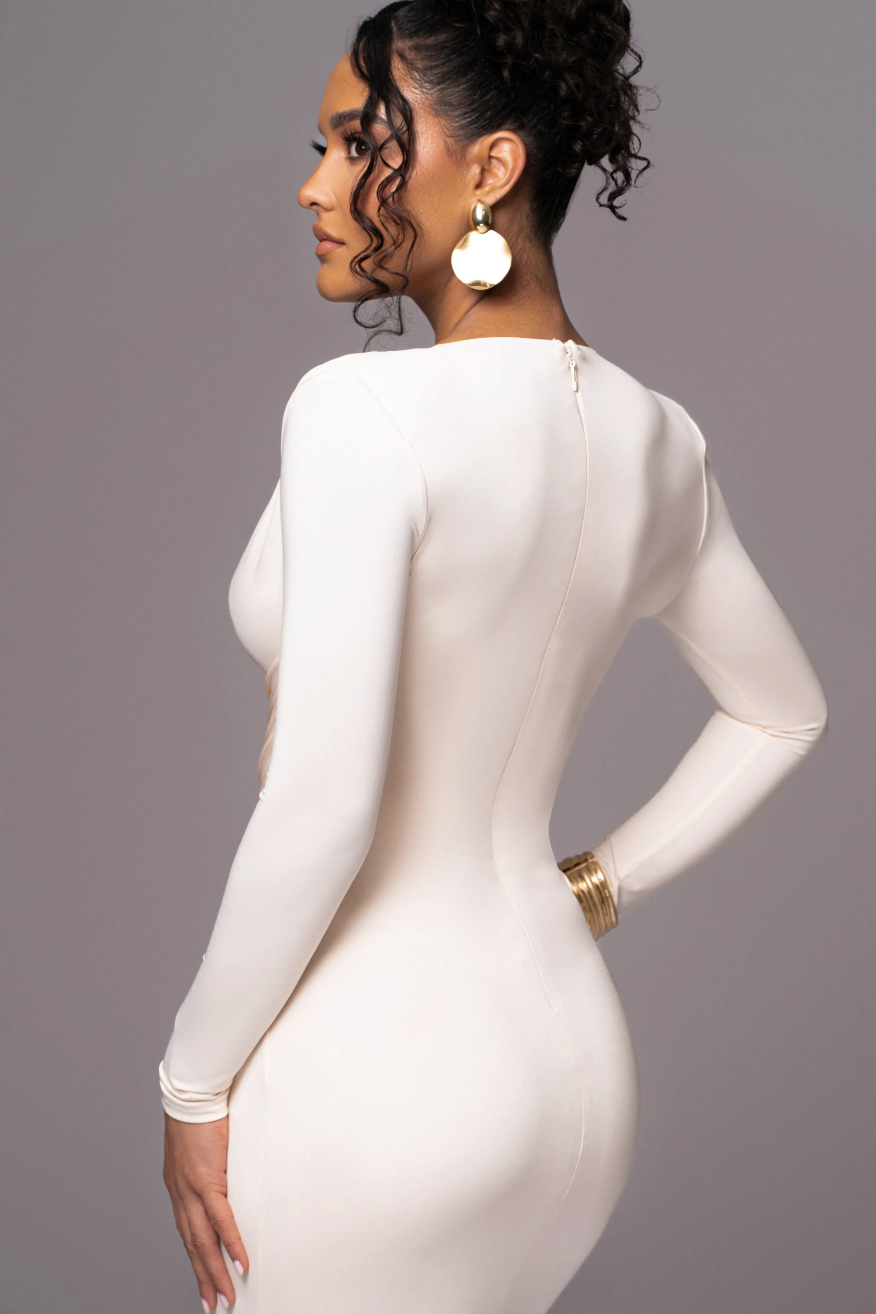 Cream Rowan Plunge Maxi Dress