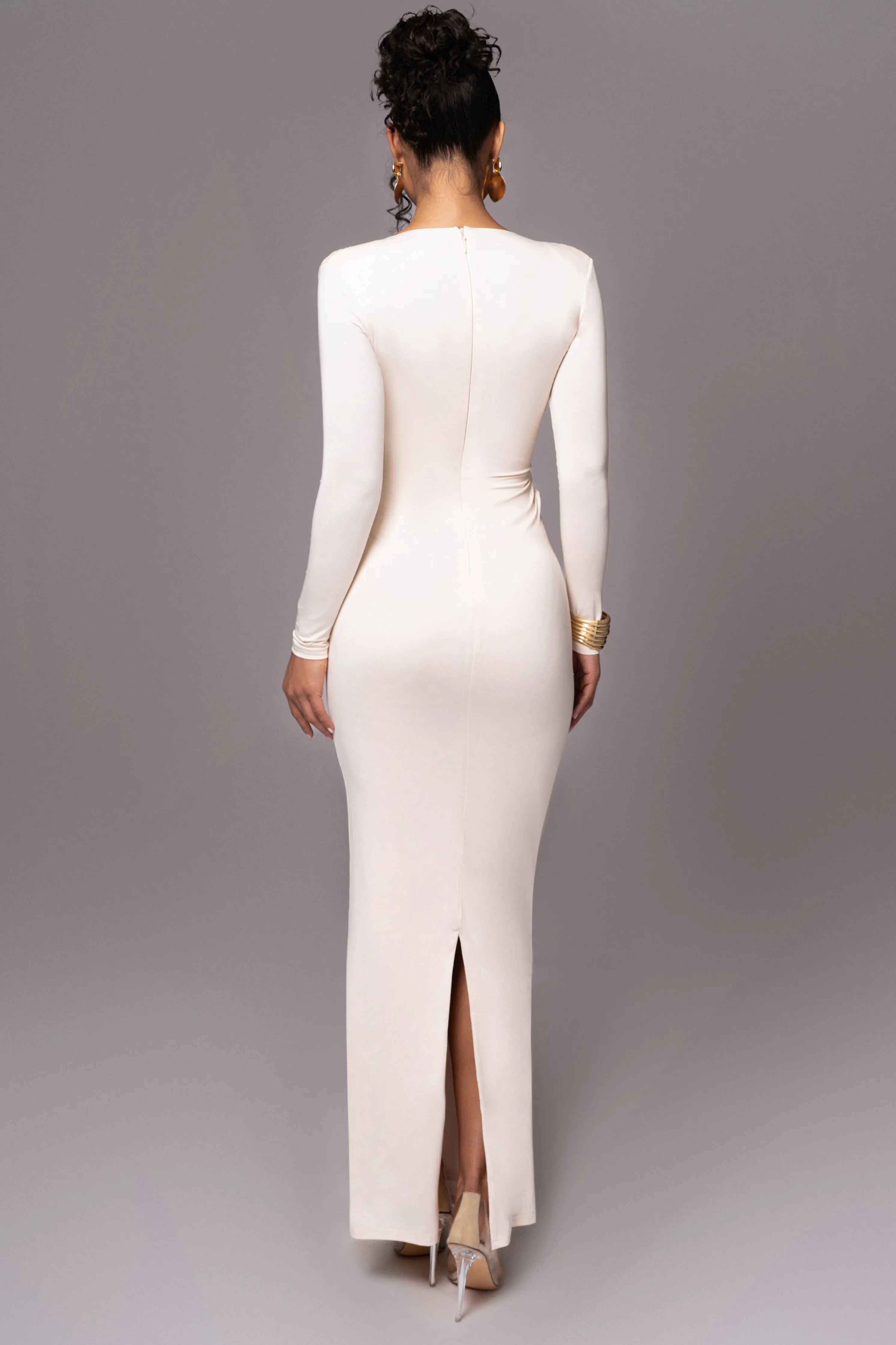 Cream Rowan Plunge Maxi Dress