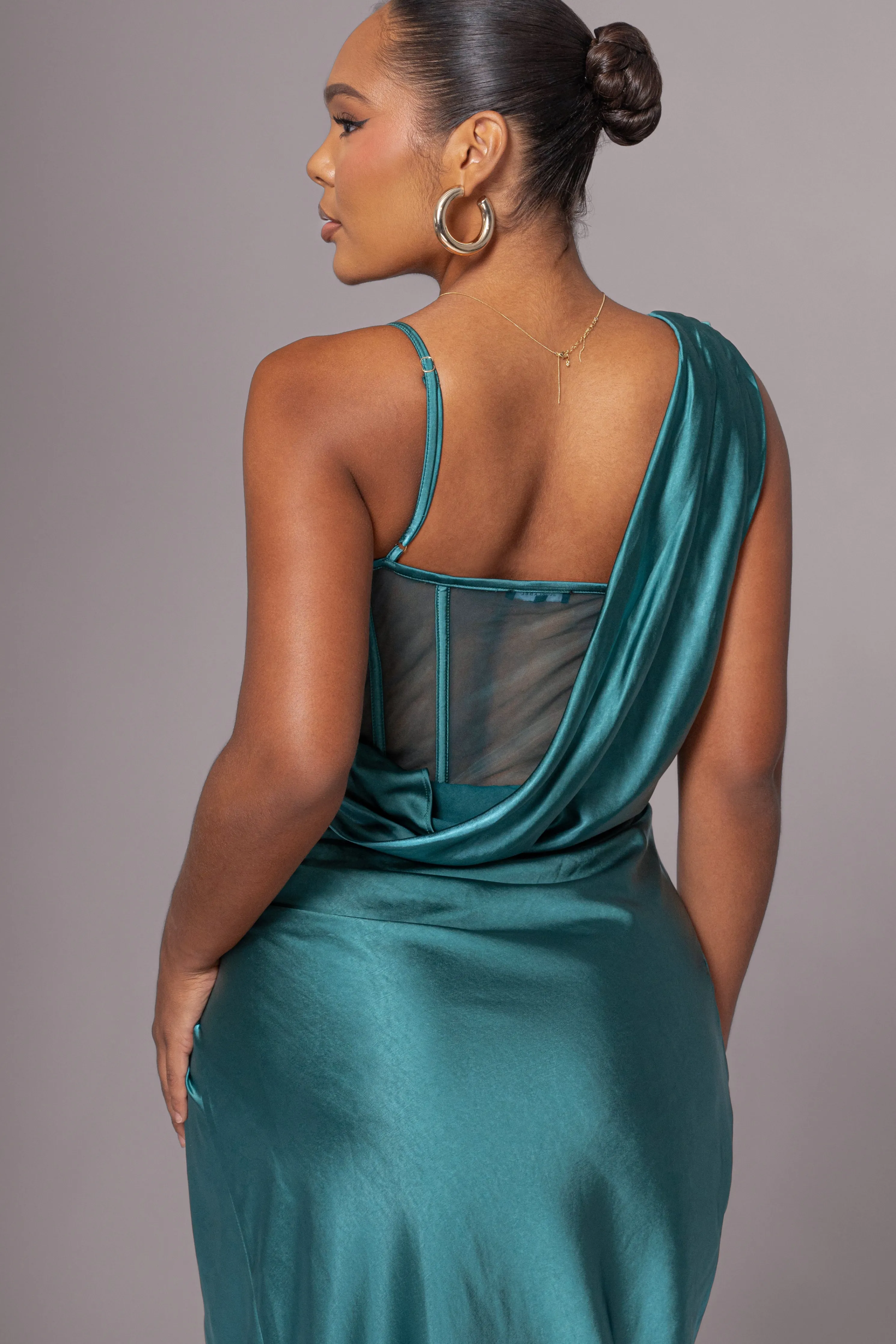 Emerald Green Anastacia Drape Maxi Dress