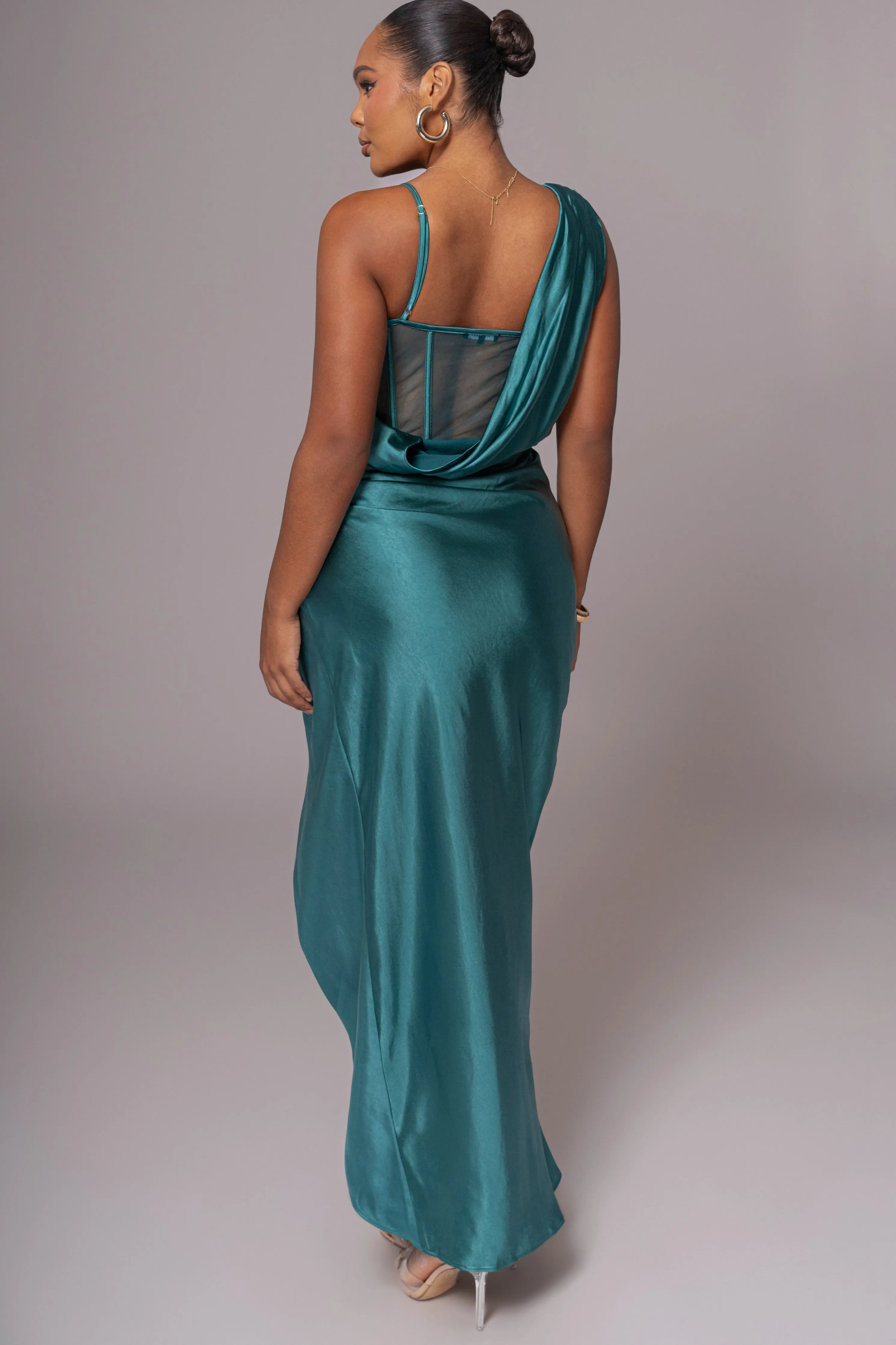 Emerald Green Anastacia Drape Maxi Dress