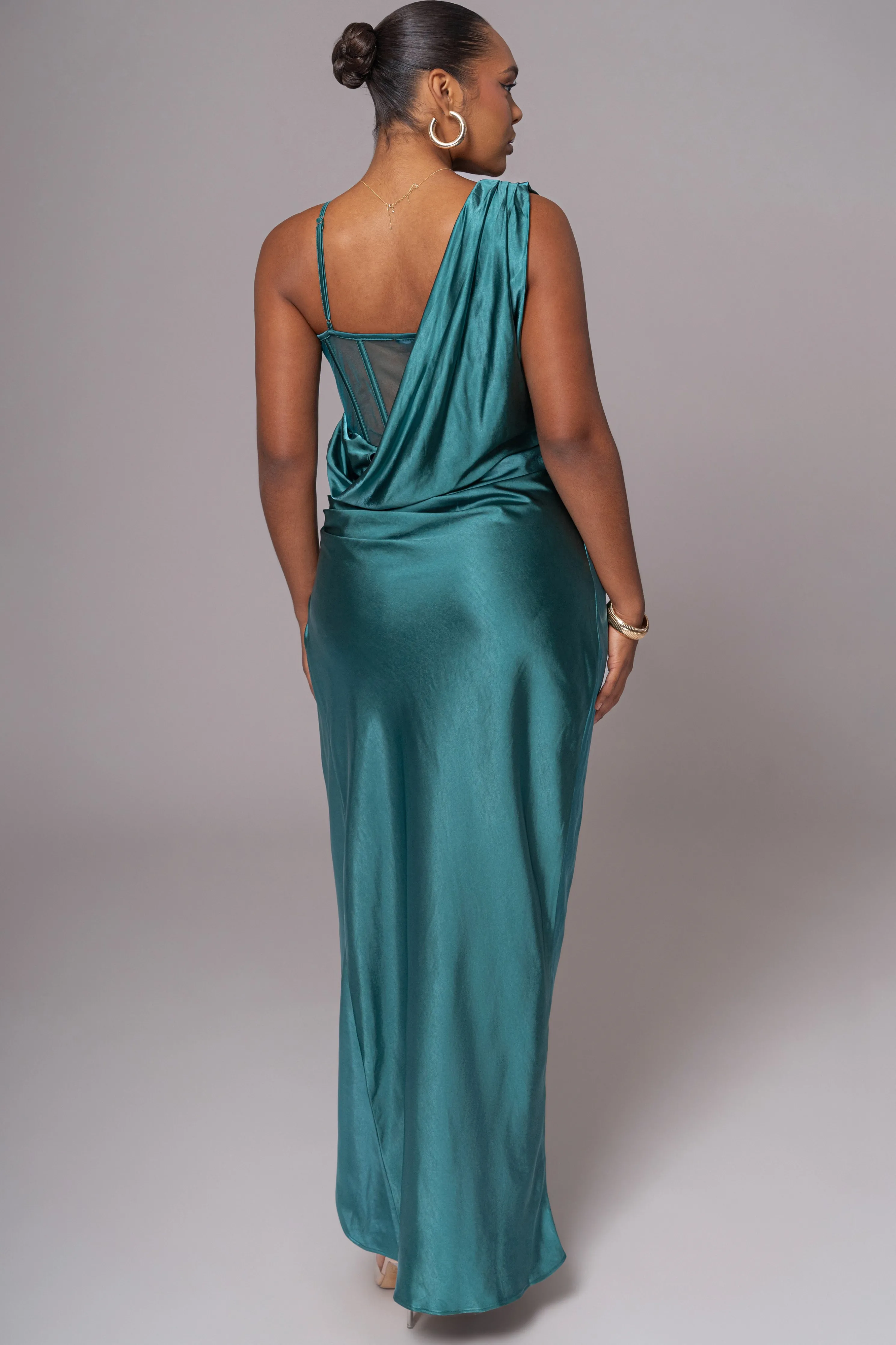 Emerald Green Anastacia Drape Maxi Dress