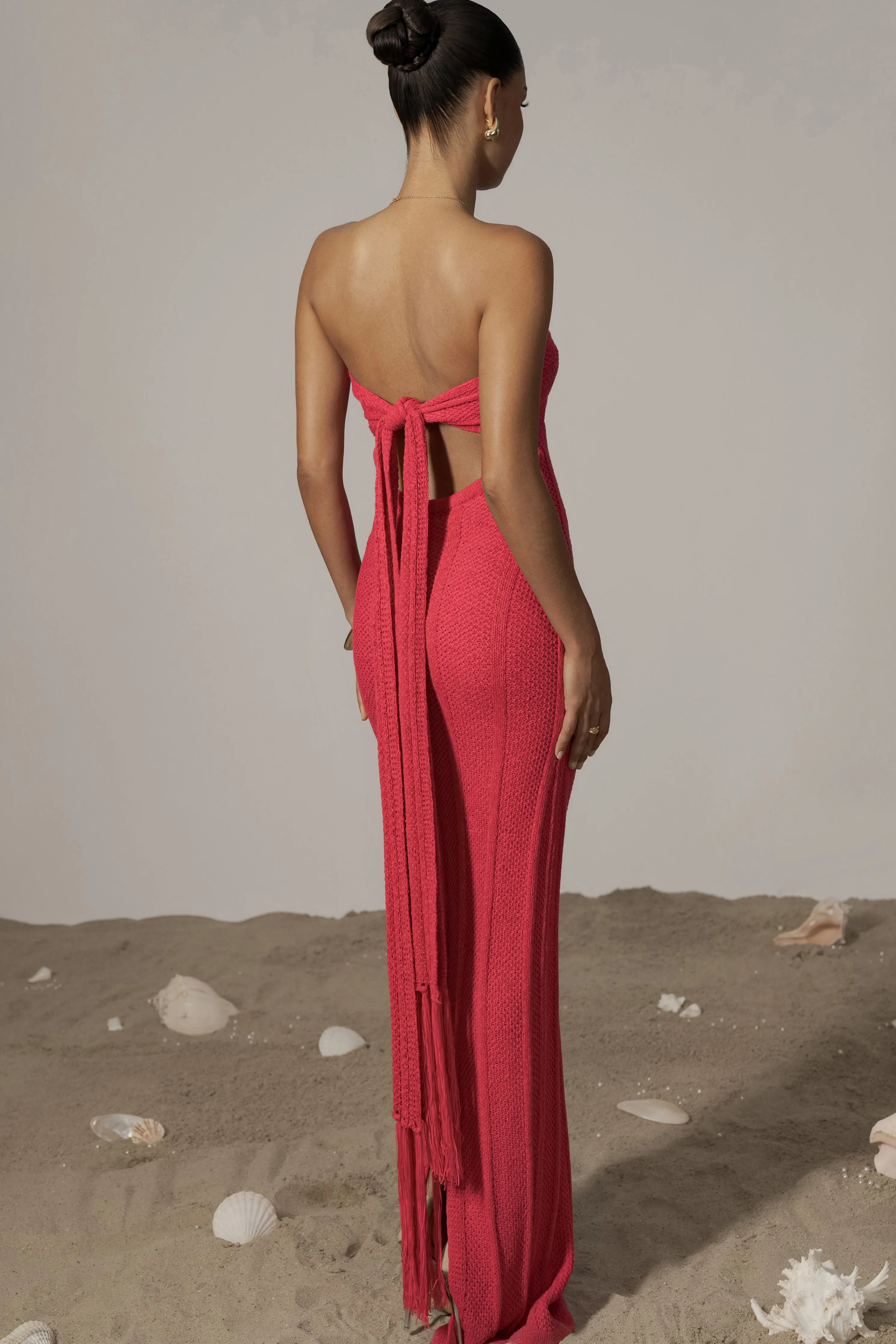 Fuchsia Blanca Strapless Maxi Dress