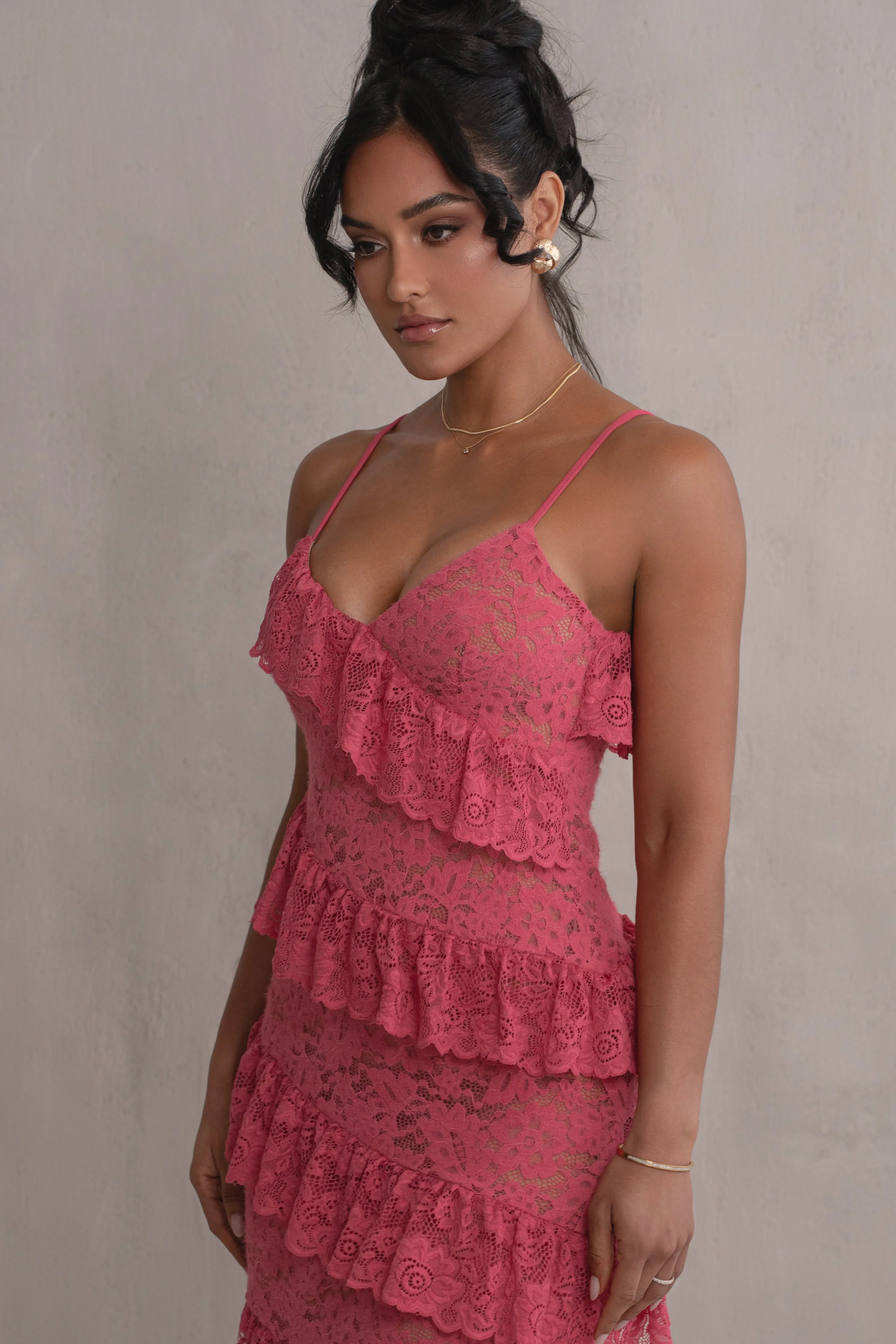 Fuchsia Feeling Of Forever Ruffle Dress